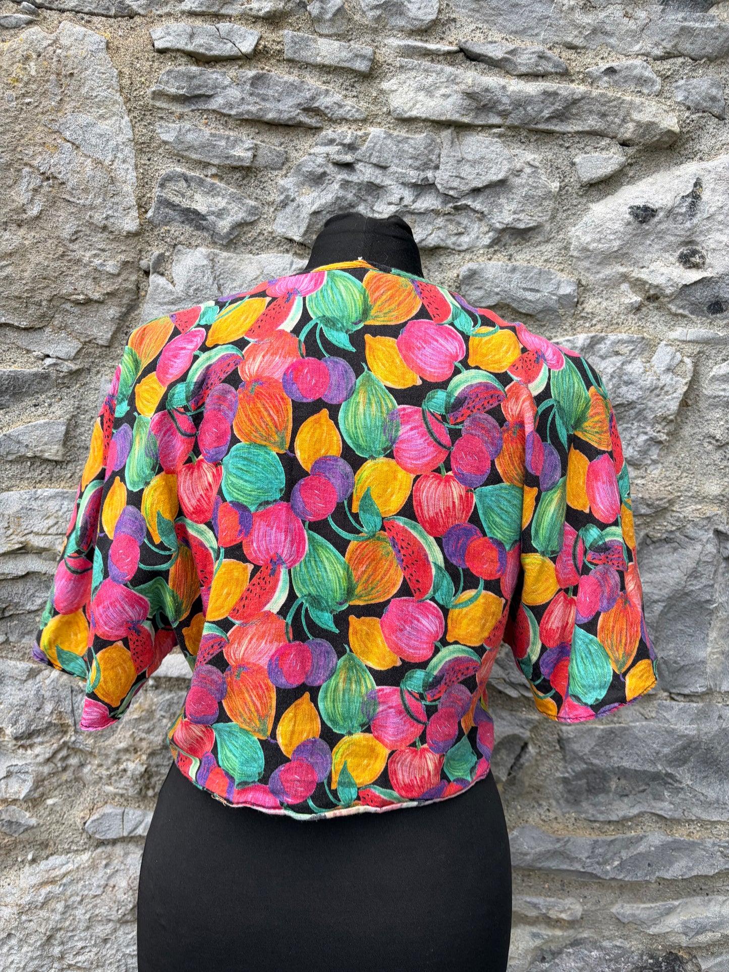 80s colourful fruity cropped top uk 8-10