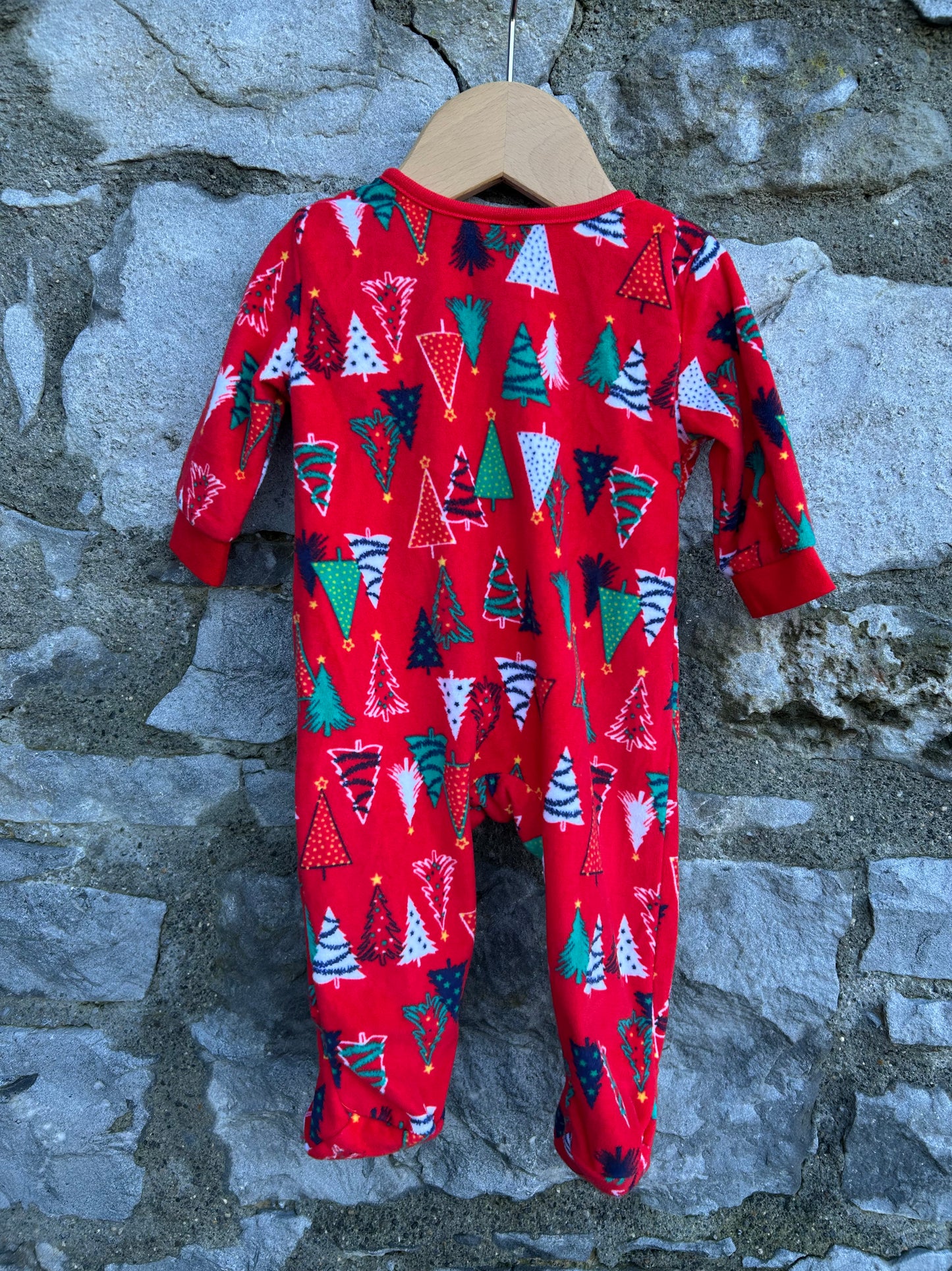 Christmas trees red fleece onesie 0-3m (56-62cm)