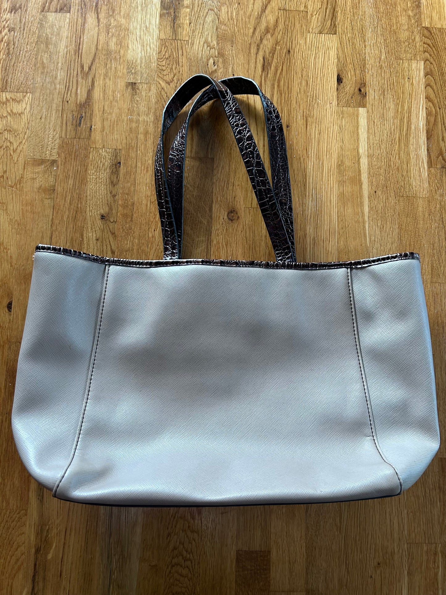 Beige and brown handbag