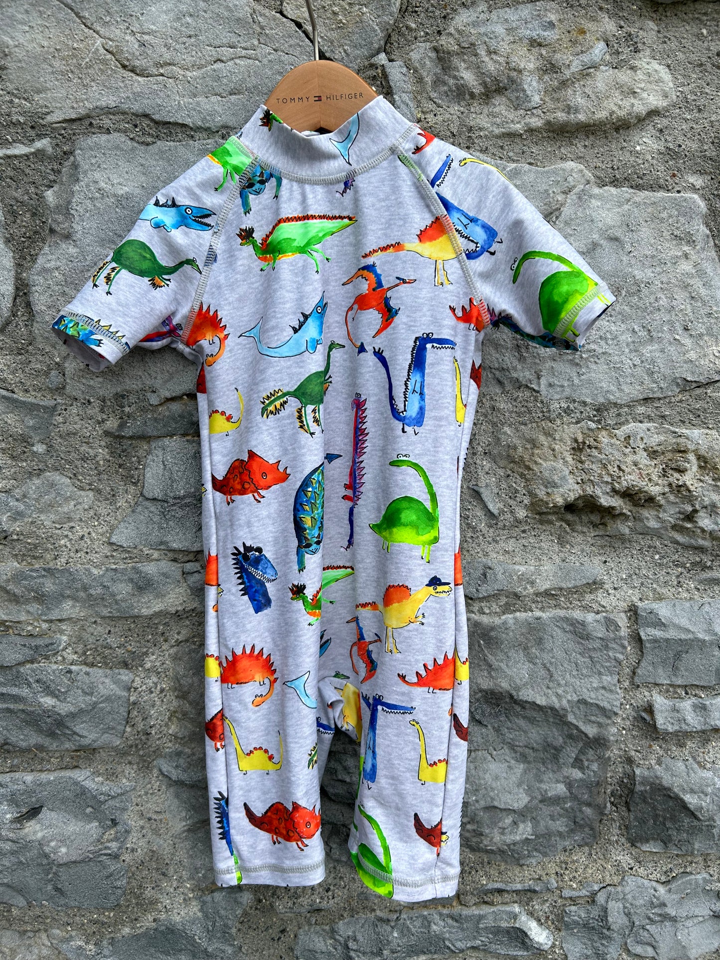 Dinosaurs grey swimsuit 2-3y (92-98cm)