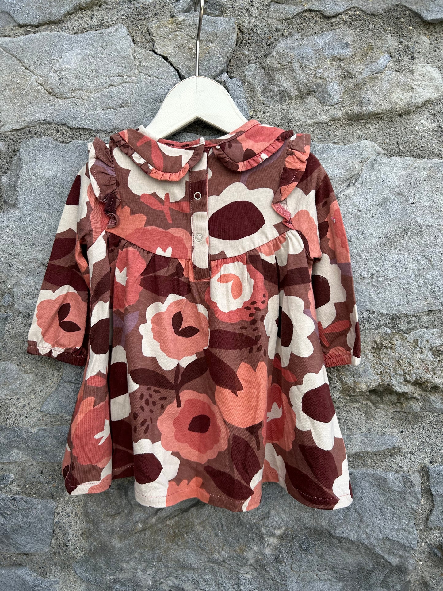 Pink& brown flowers dress 3-6m (62-68cm)