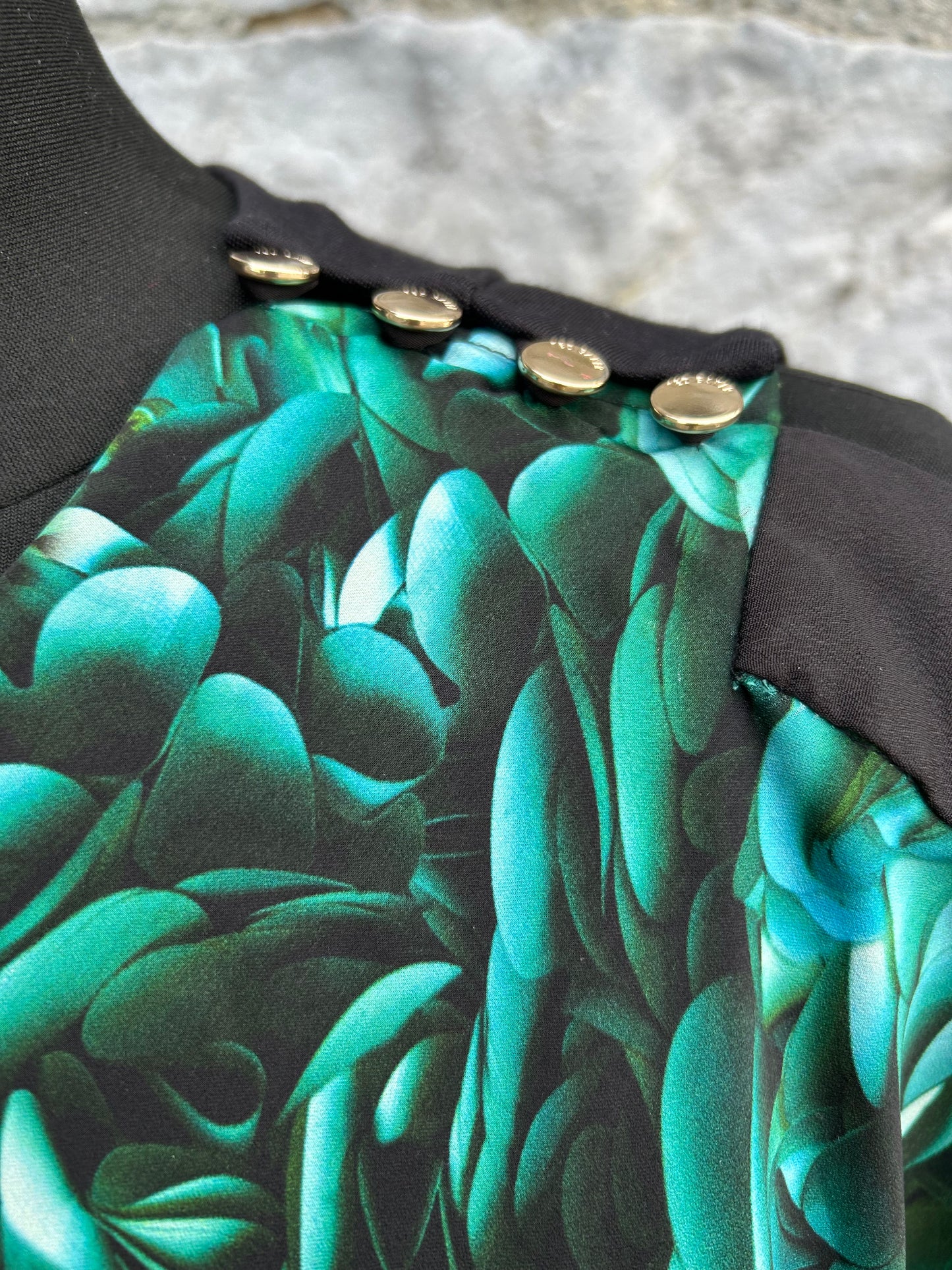 Patra Green / Black Rozette print tunic dress uk 8-10