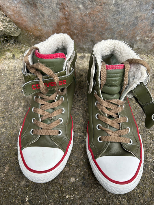 Khaki lined hi tops converse  uk 2.5 (eu 35)