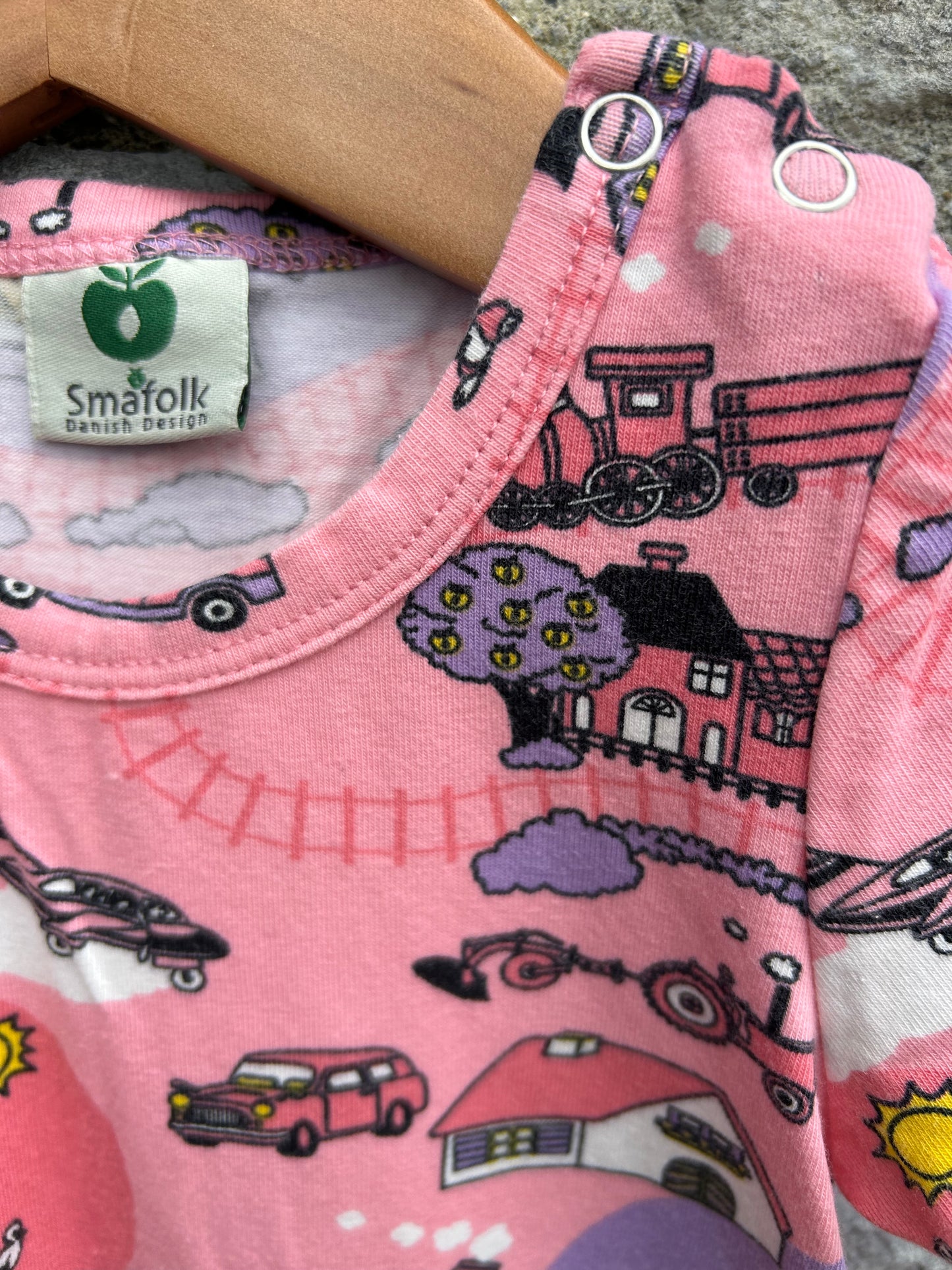 Pink farm rompers 12m (80cm)