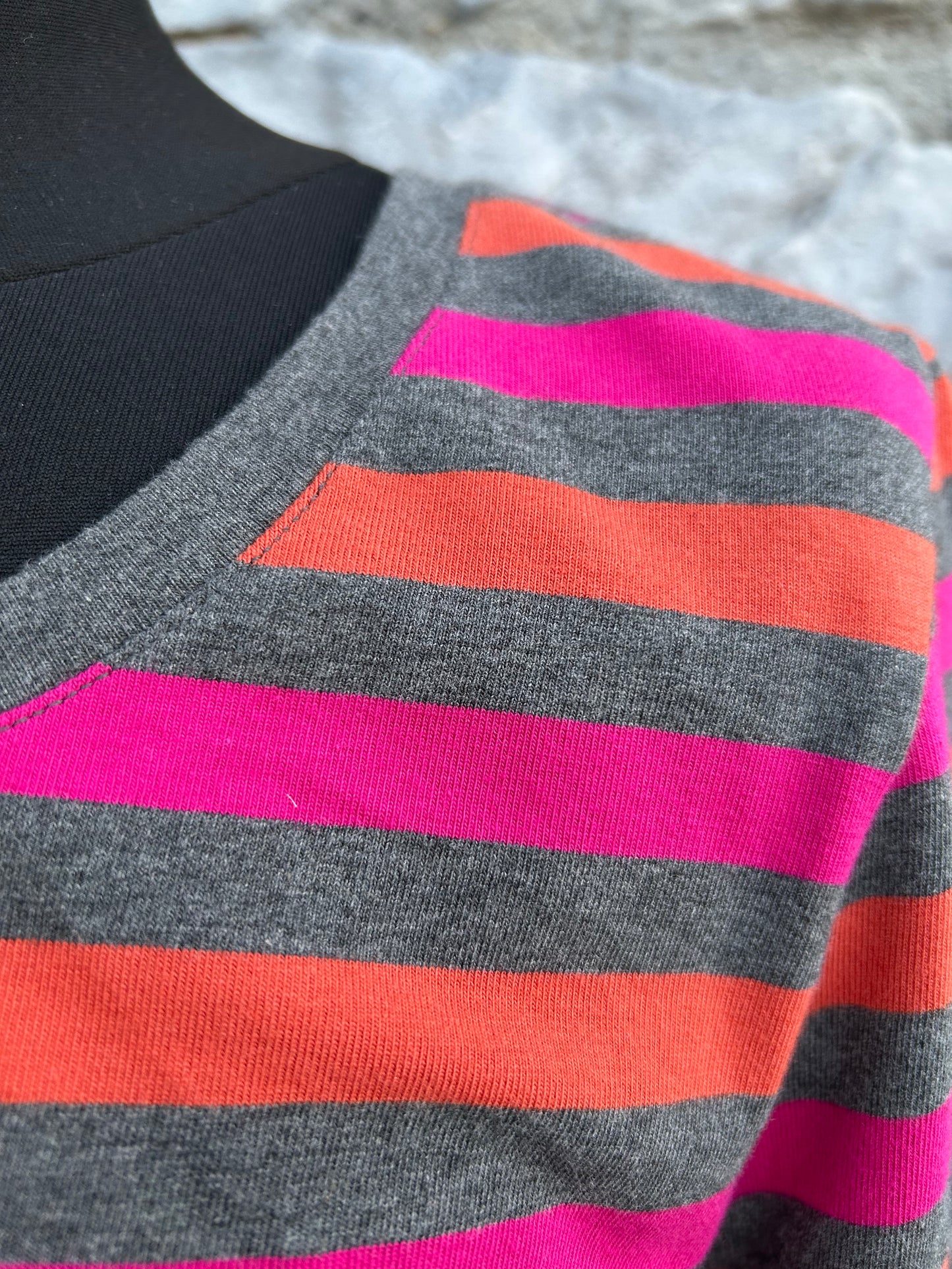 Pink&orange&grey stripy top uk 14