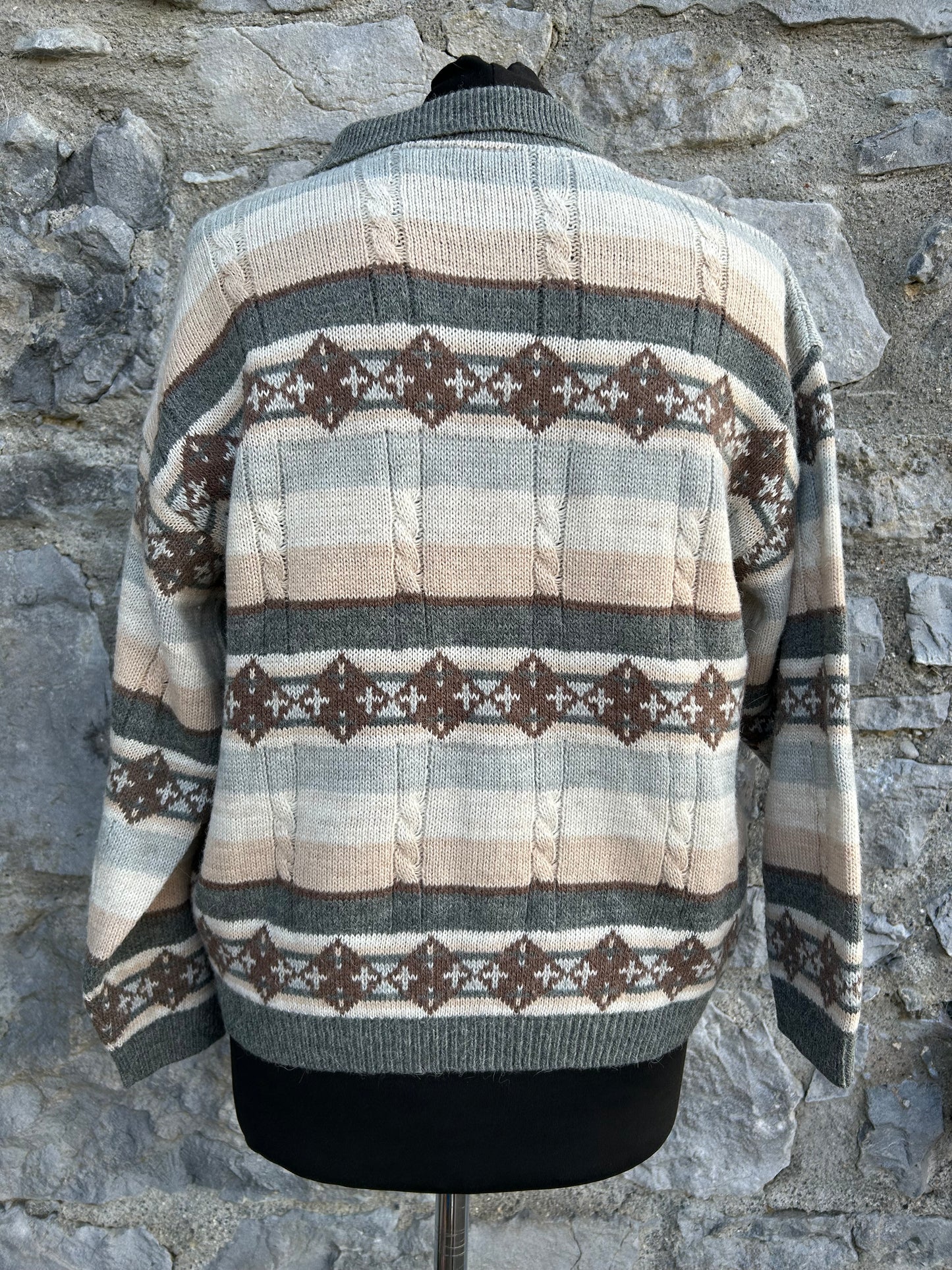 90s McGregor grey&peach stripy jumper uk 10