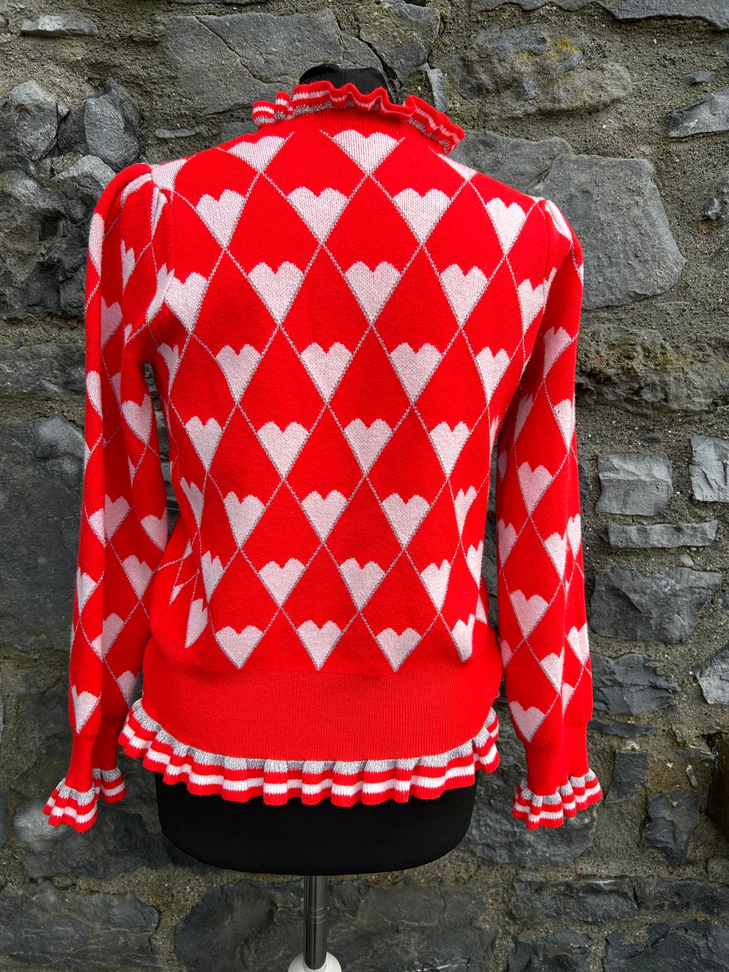 Pink hearts red jumper uk 12