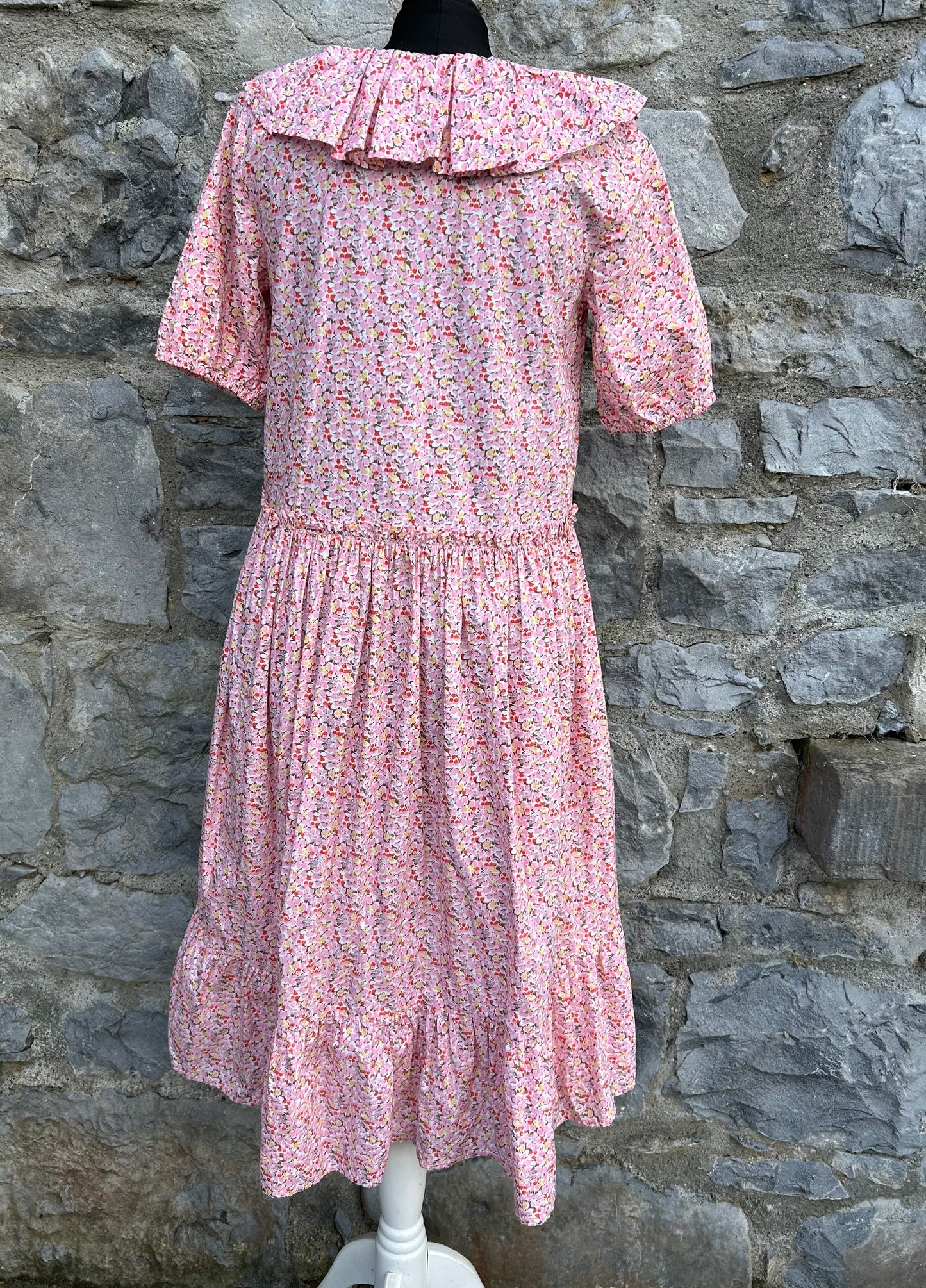 Pink floral ruffle dress uk 10