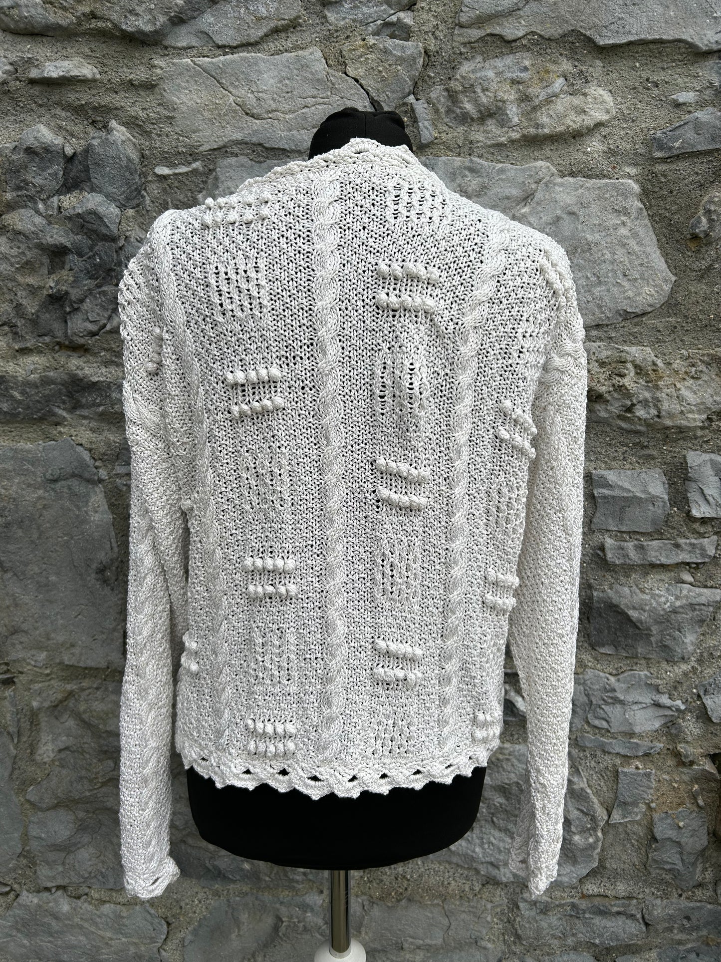 90s white cardigan uk 14