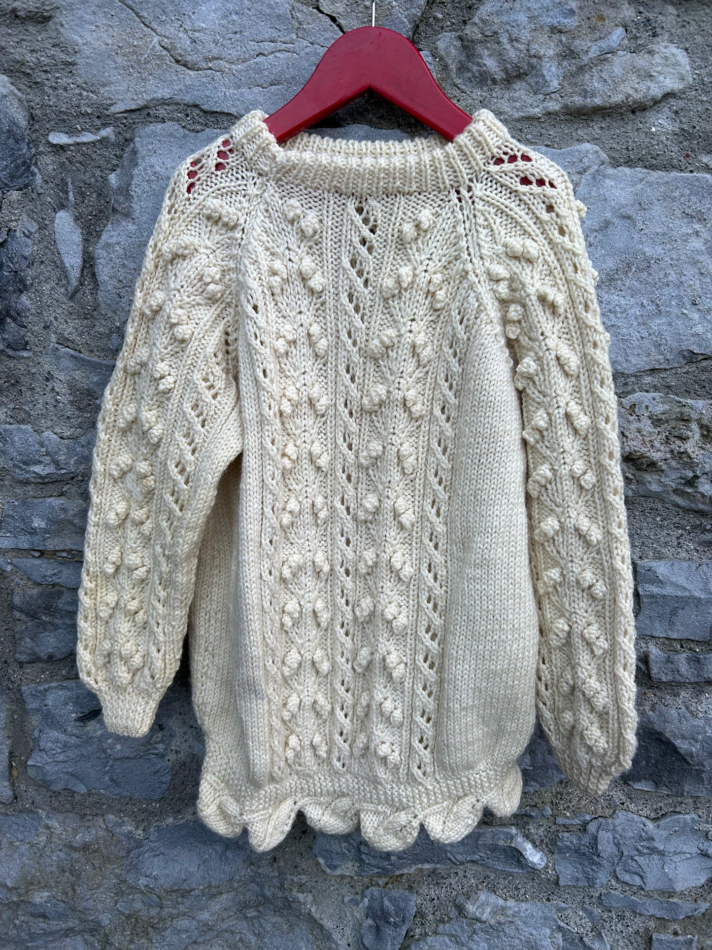 Cream heavy knit long jumper 7-8y (122-128cm)