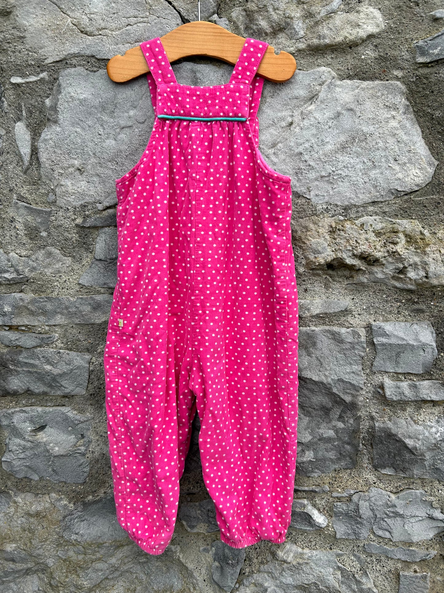 Pink cord dungarees with bird pockets 18-24m (86-92cm)