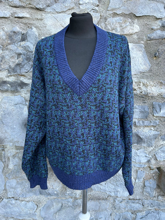 80s Blue&teal melange jumper M/L