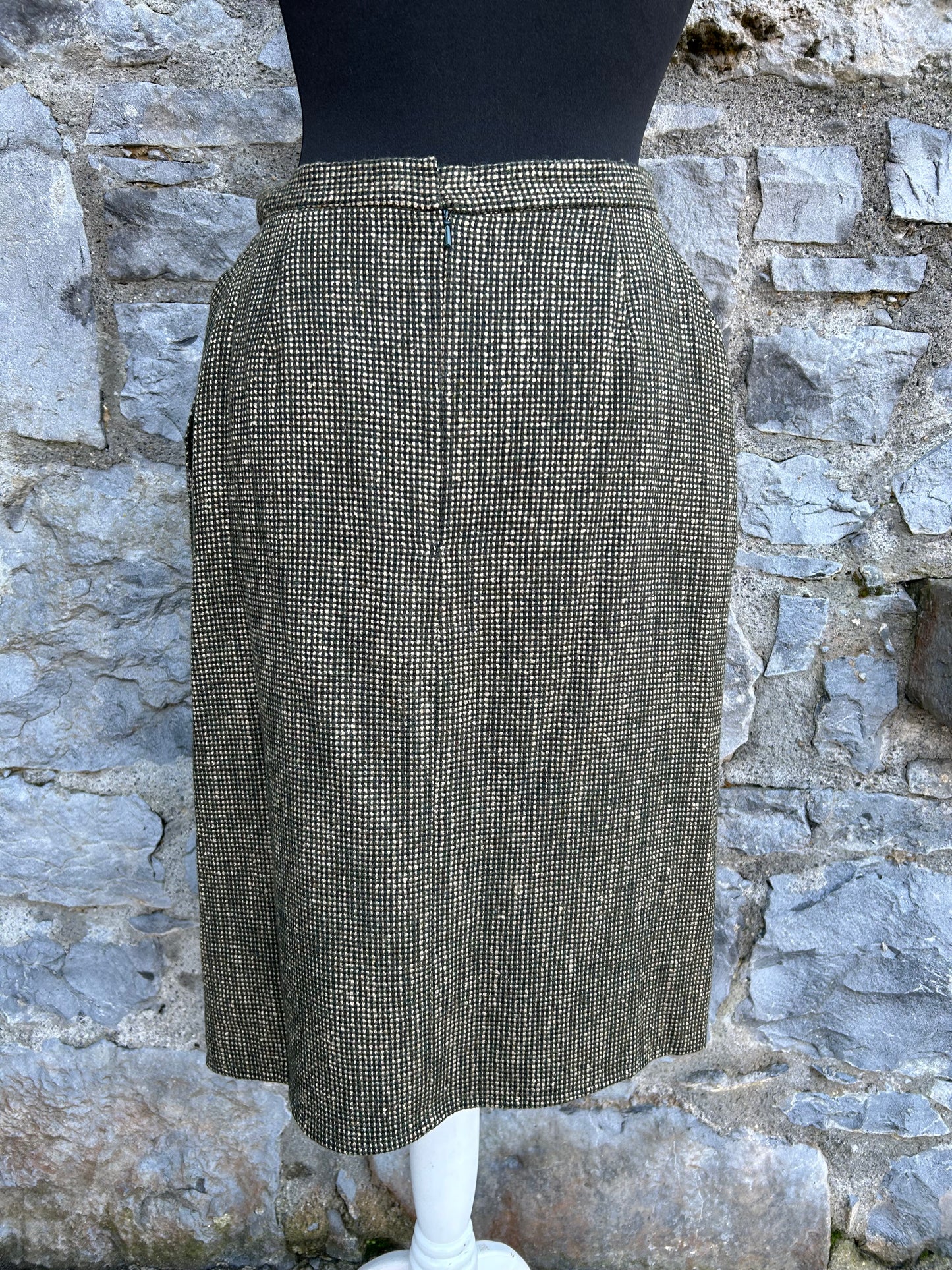 80s brown check skirt uk 8