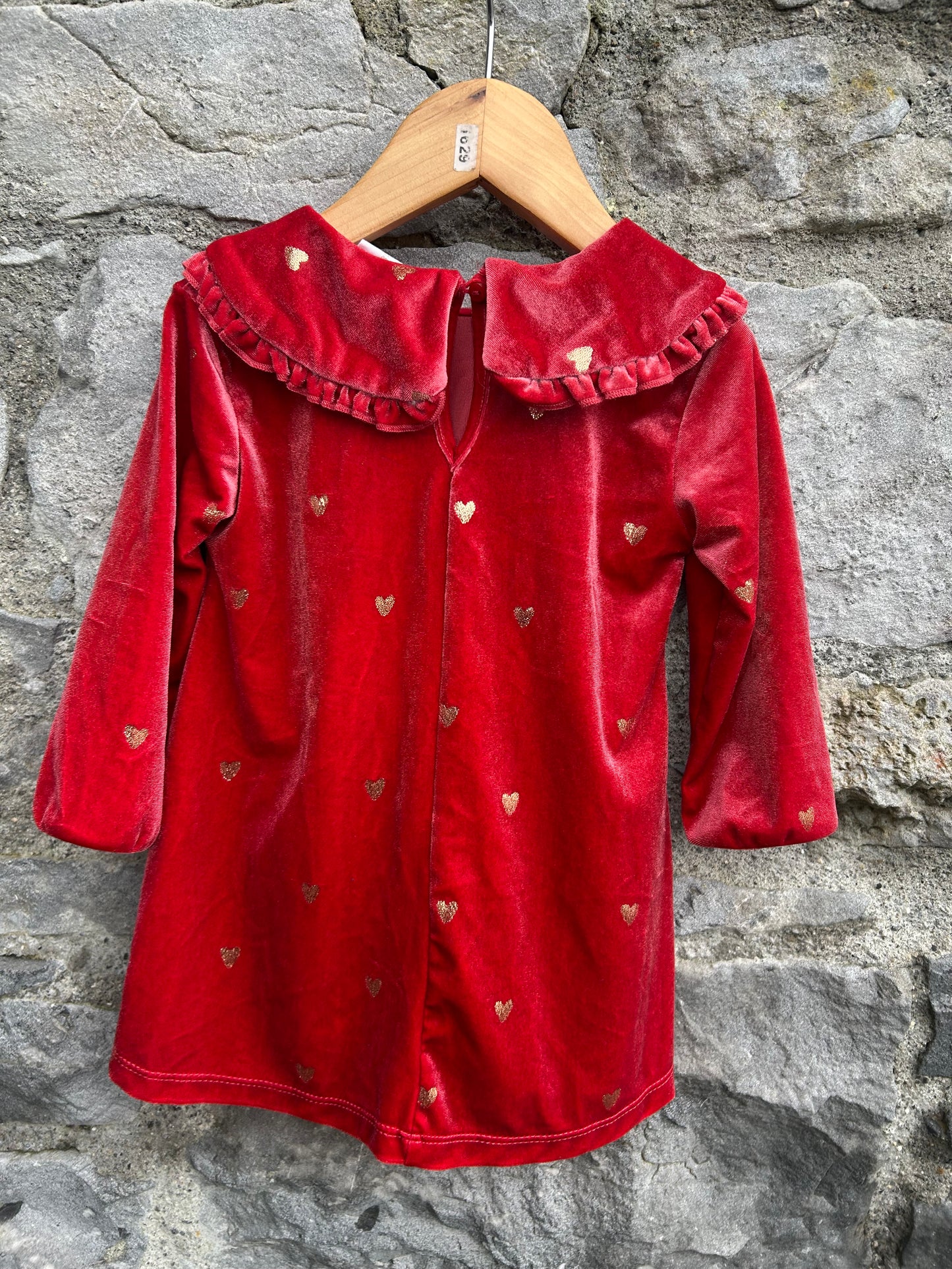 Hearts red velvet tunic 9-12m (74-80cm)