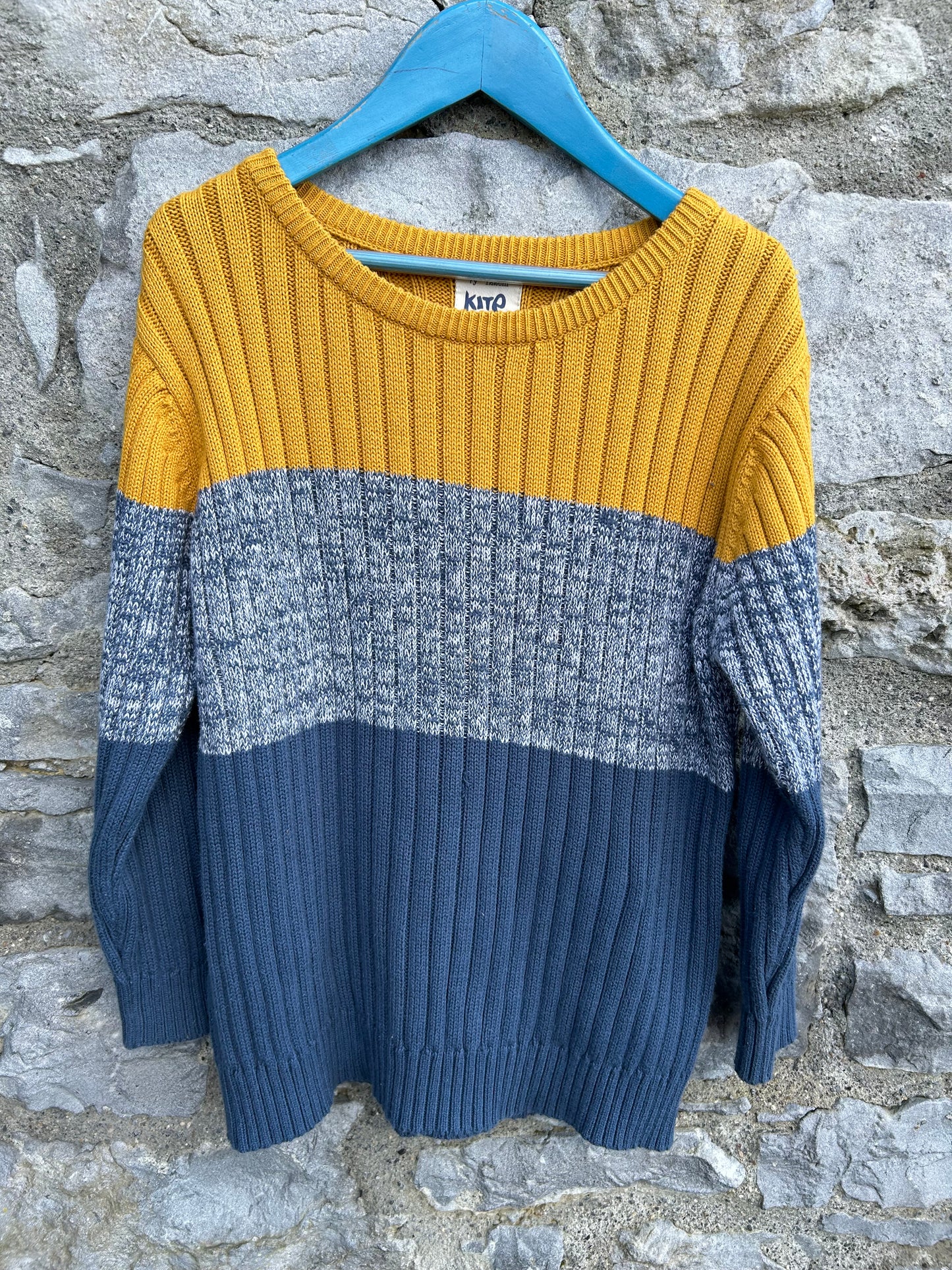 Yellow&petrol jumper 7-8y (122-128cm)