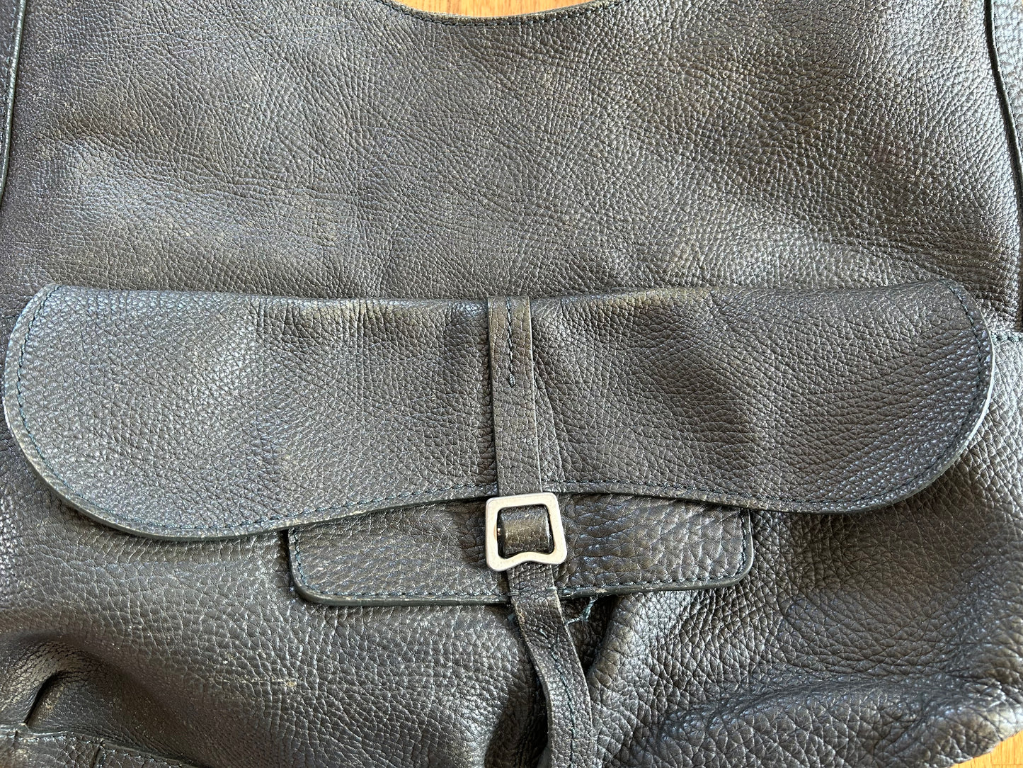 Grey leather handbag