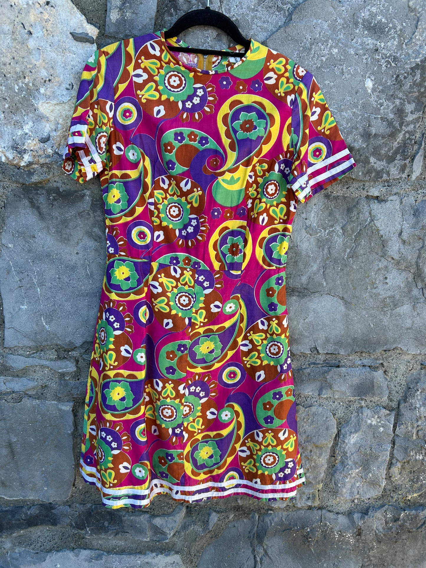 80s colourful floral dress uk 6-8