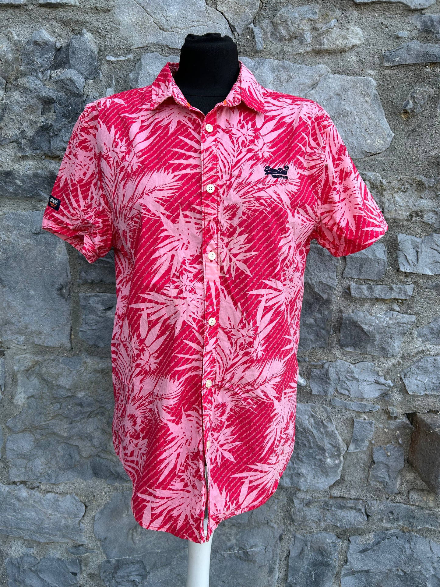 Pink palm leaves shirt Medium