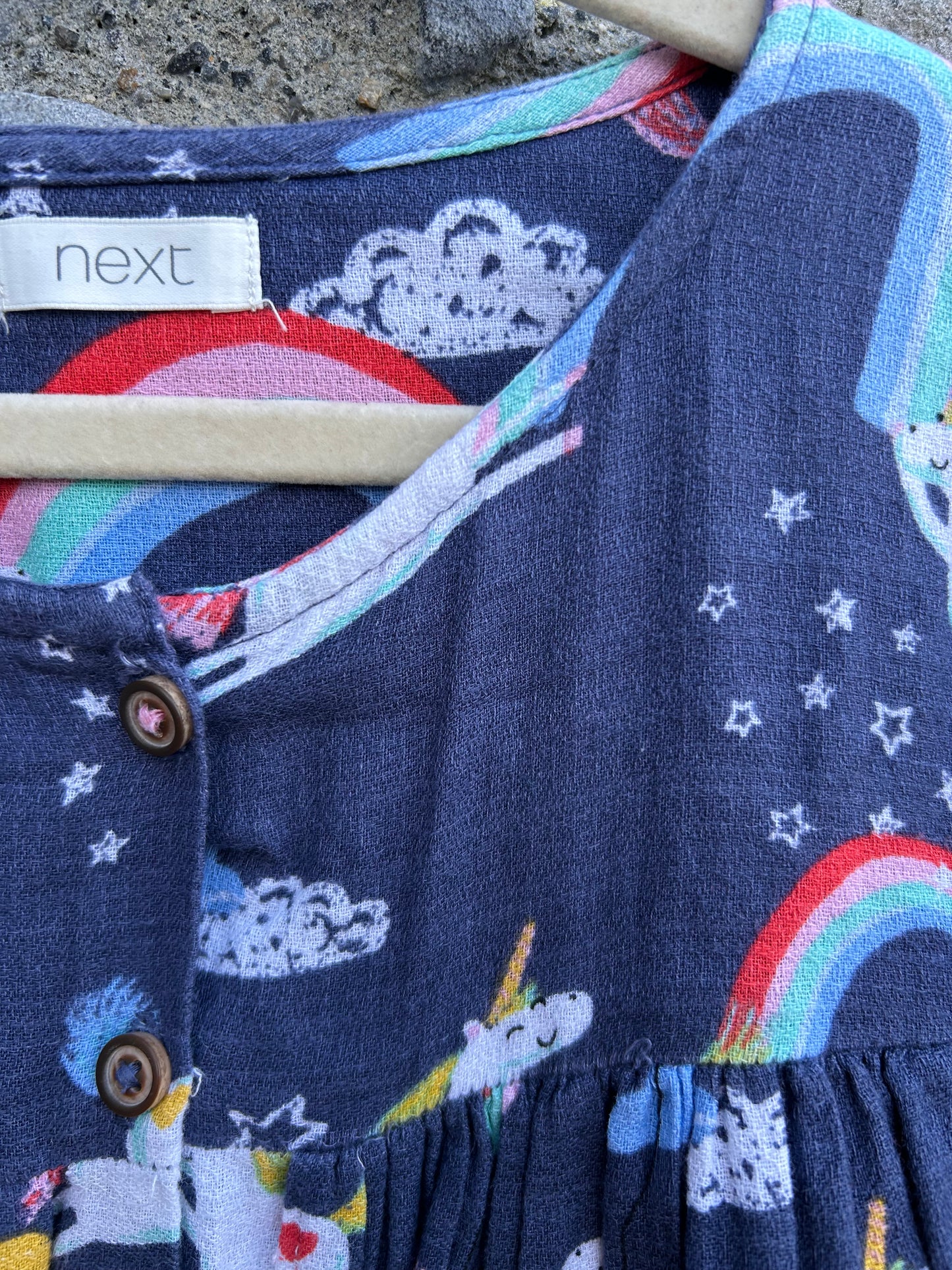 Unicorns&rainbows navy dress 5-6y (110-116cm)