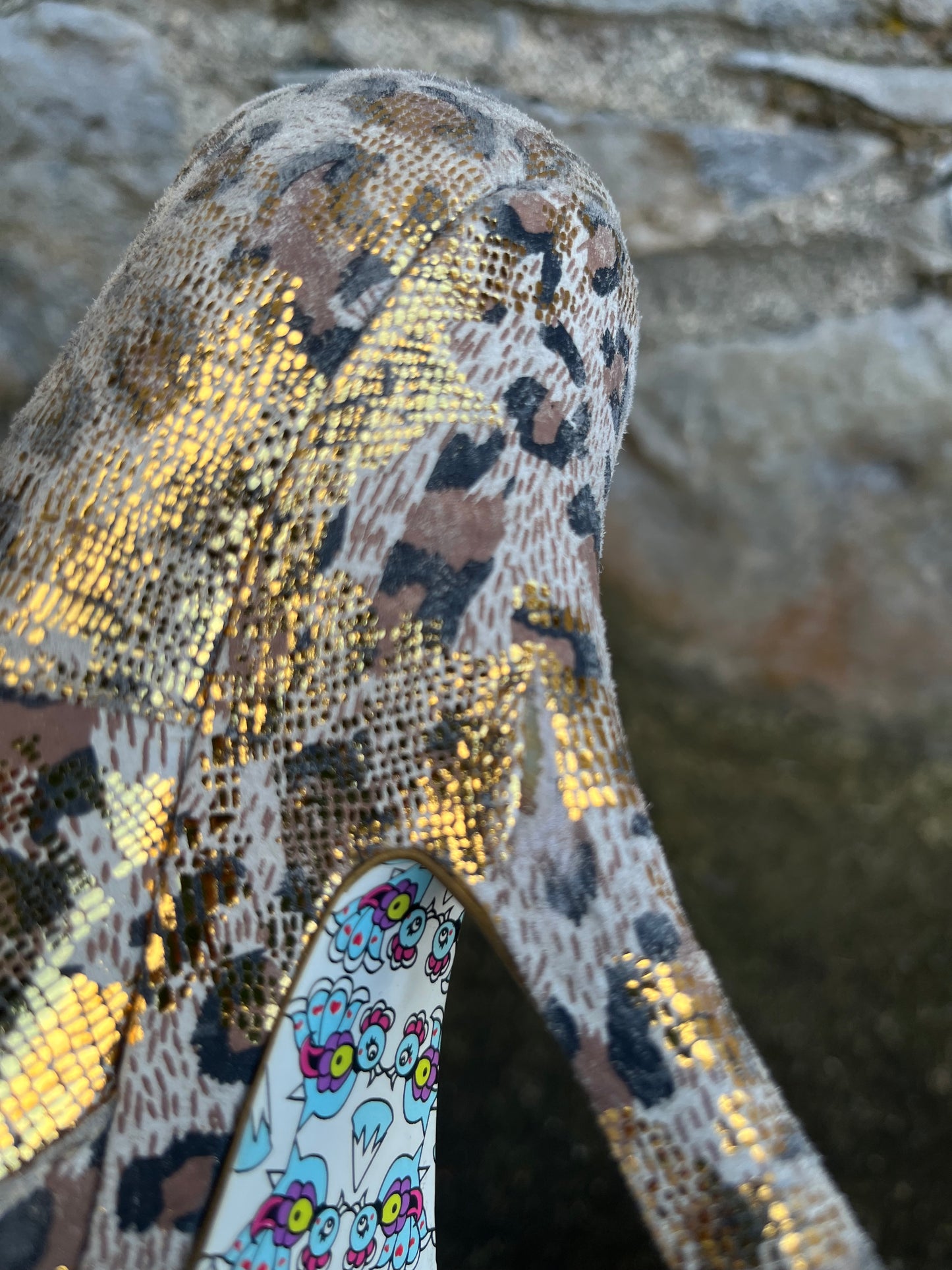 Gold leopard print heels 5.5 (eu 38.5)