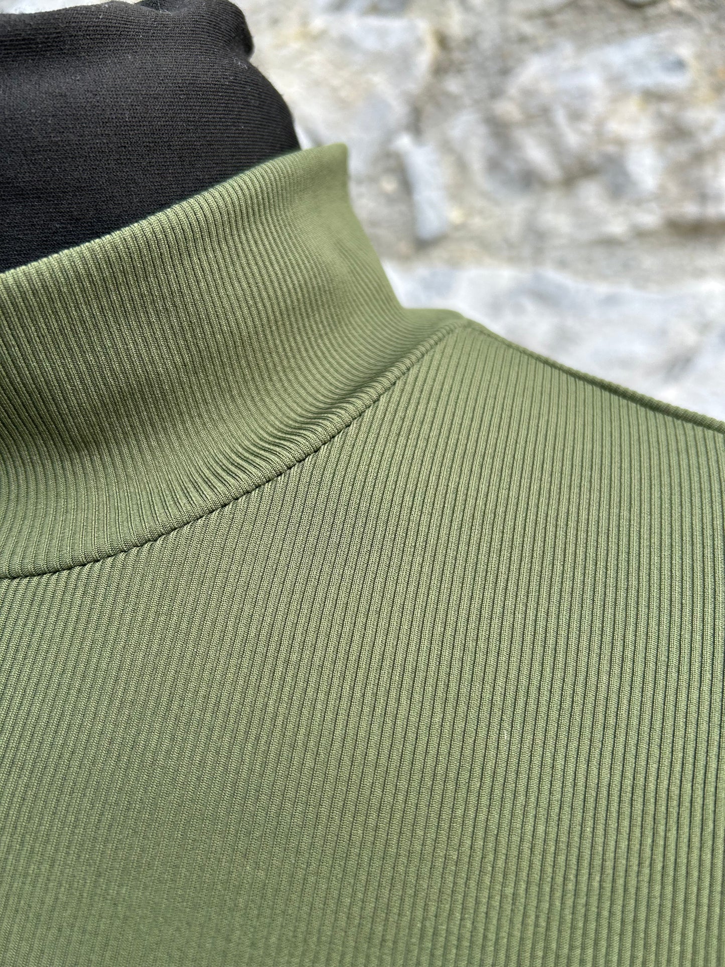 Green ribbed high neck top uk 10-12