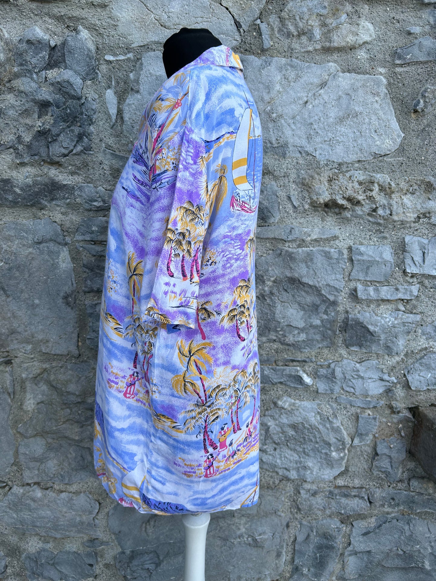 90s purple Hawaiian shirt S/M