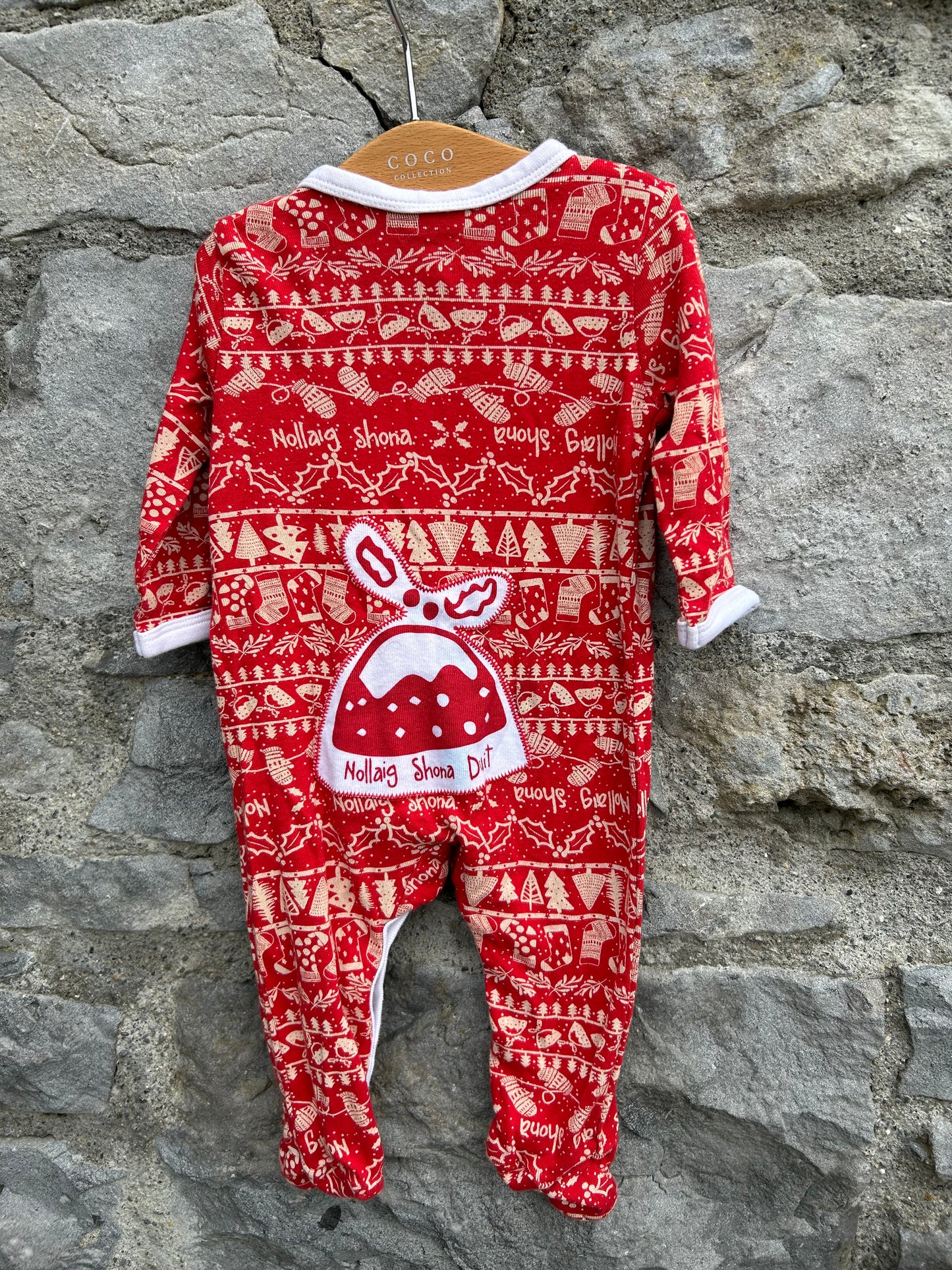 Nollaig Shona red onesie 0-3m (56-62cm)