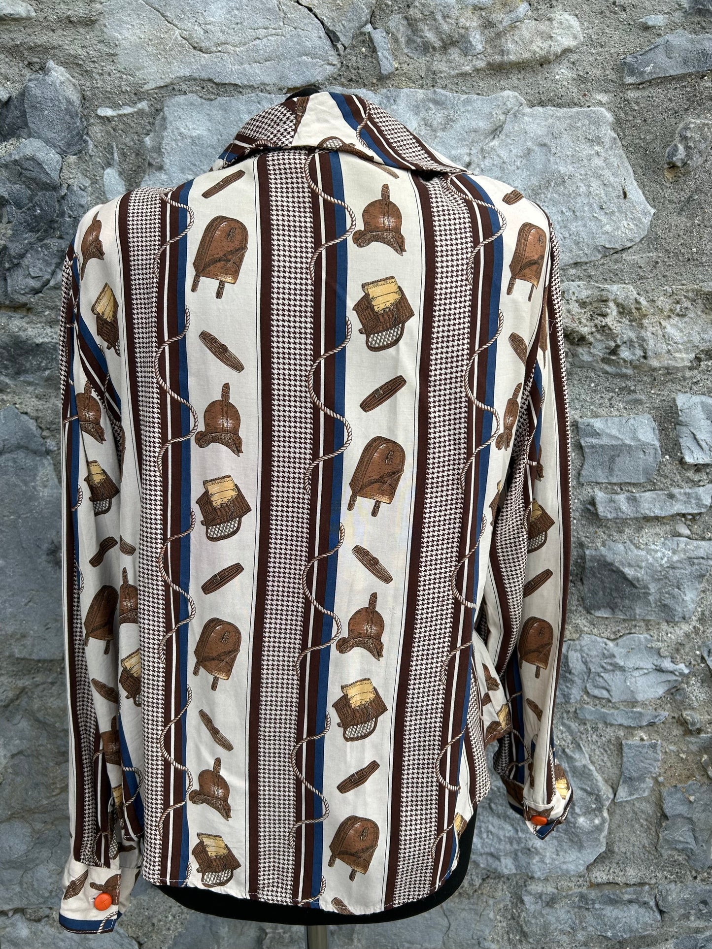 80s brown panel shirt uk 12