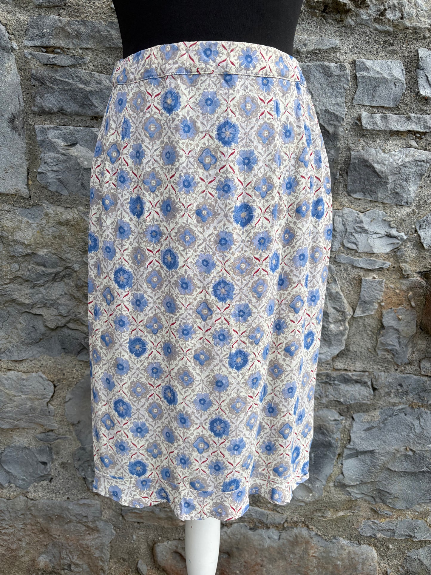 Y2K blue&white geometric print skirt uk 8-10
