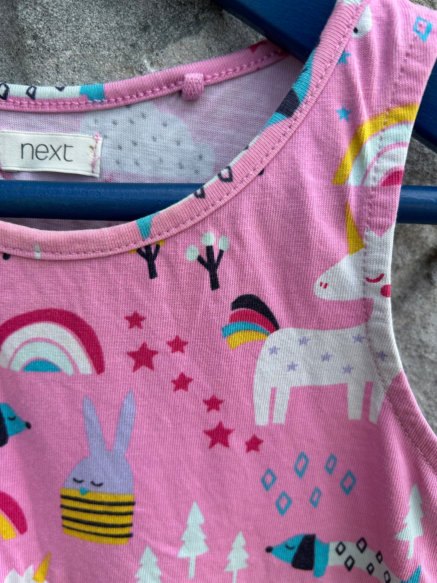 Unicorn&rainbow pink dress fit 5-6y (110-116cm)