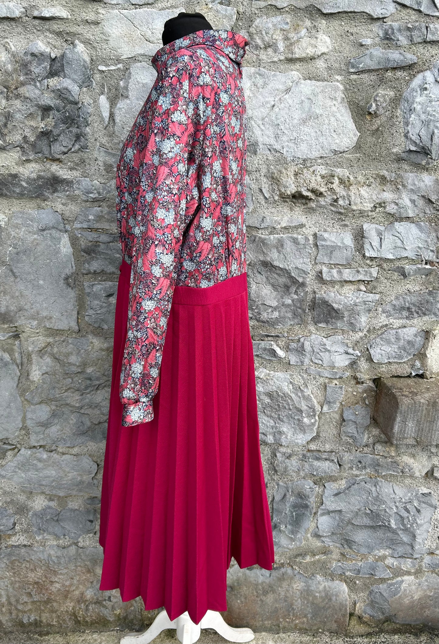 80s pink flowers&leaves dress uk 14