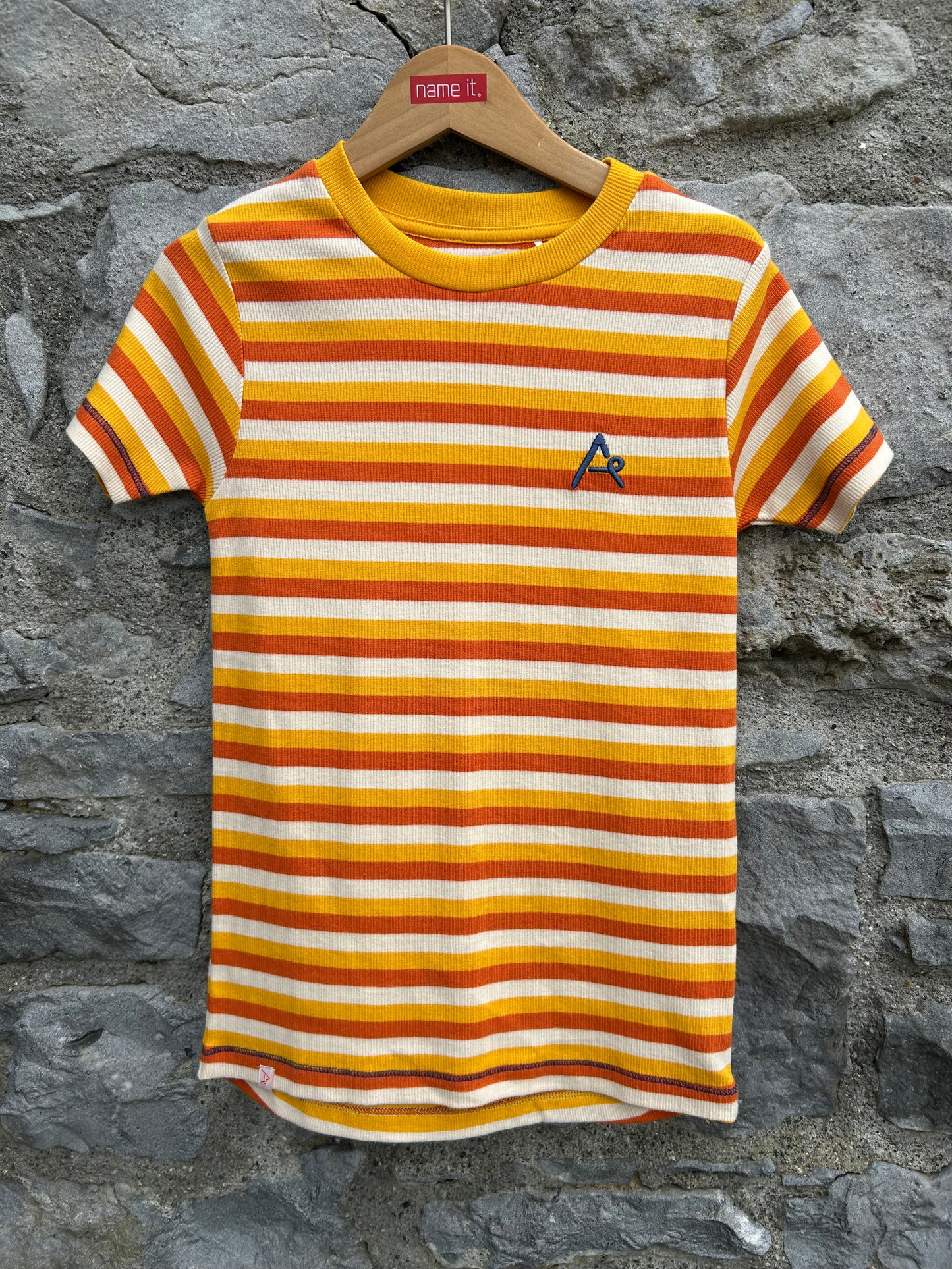 Orange&yellow stripy T-shirt 8y (128cm)
