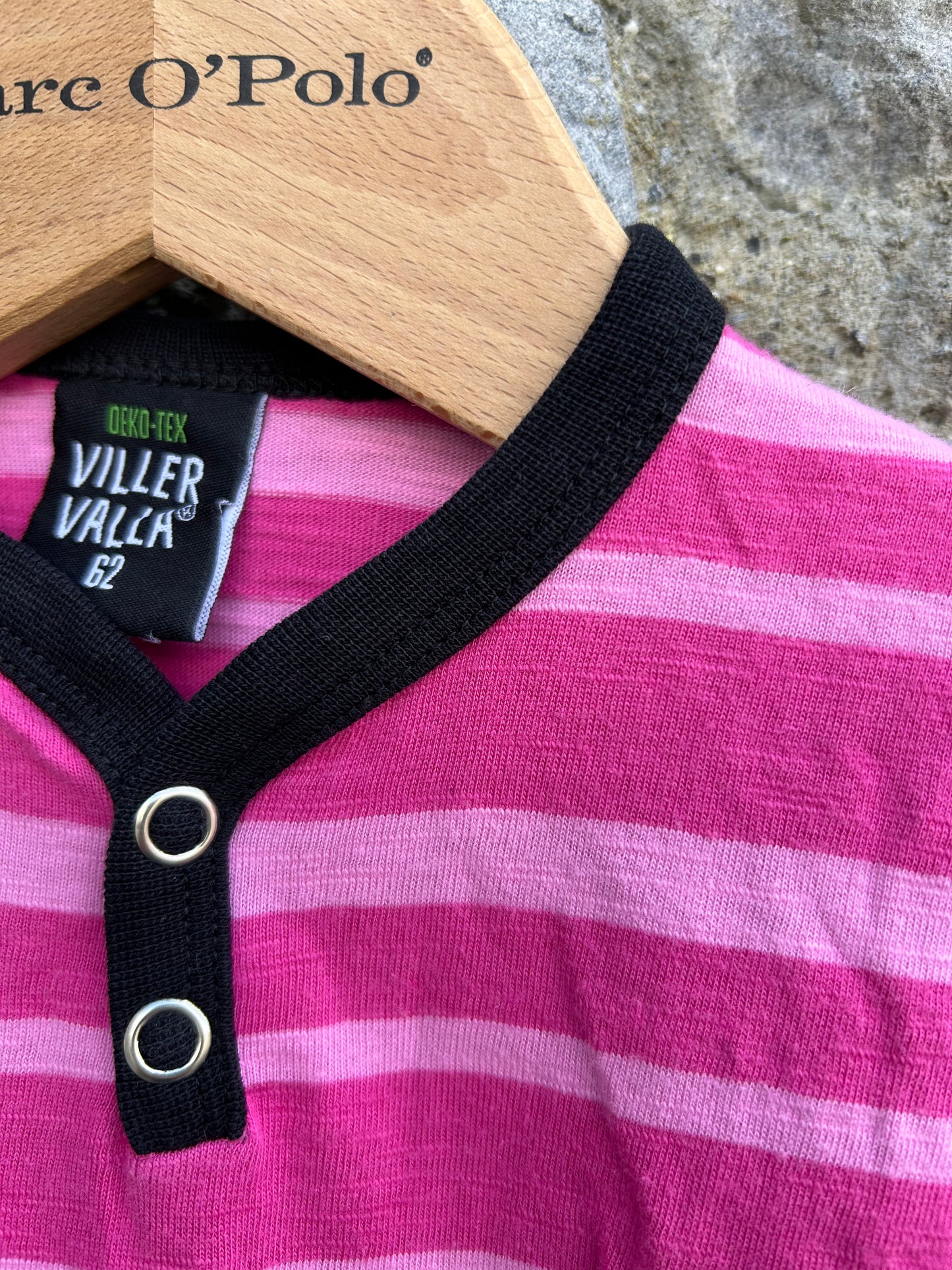 Pink stripy rompers 3m (62cm)
