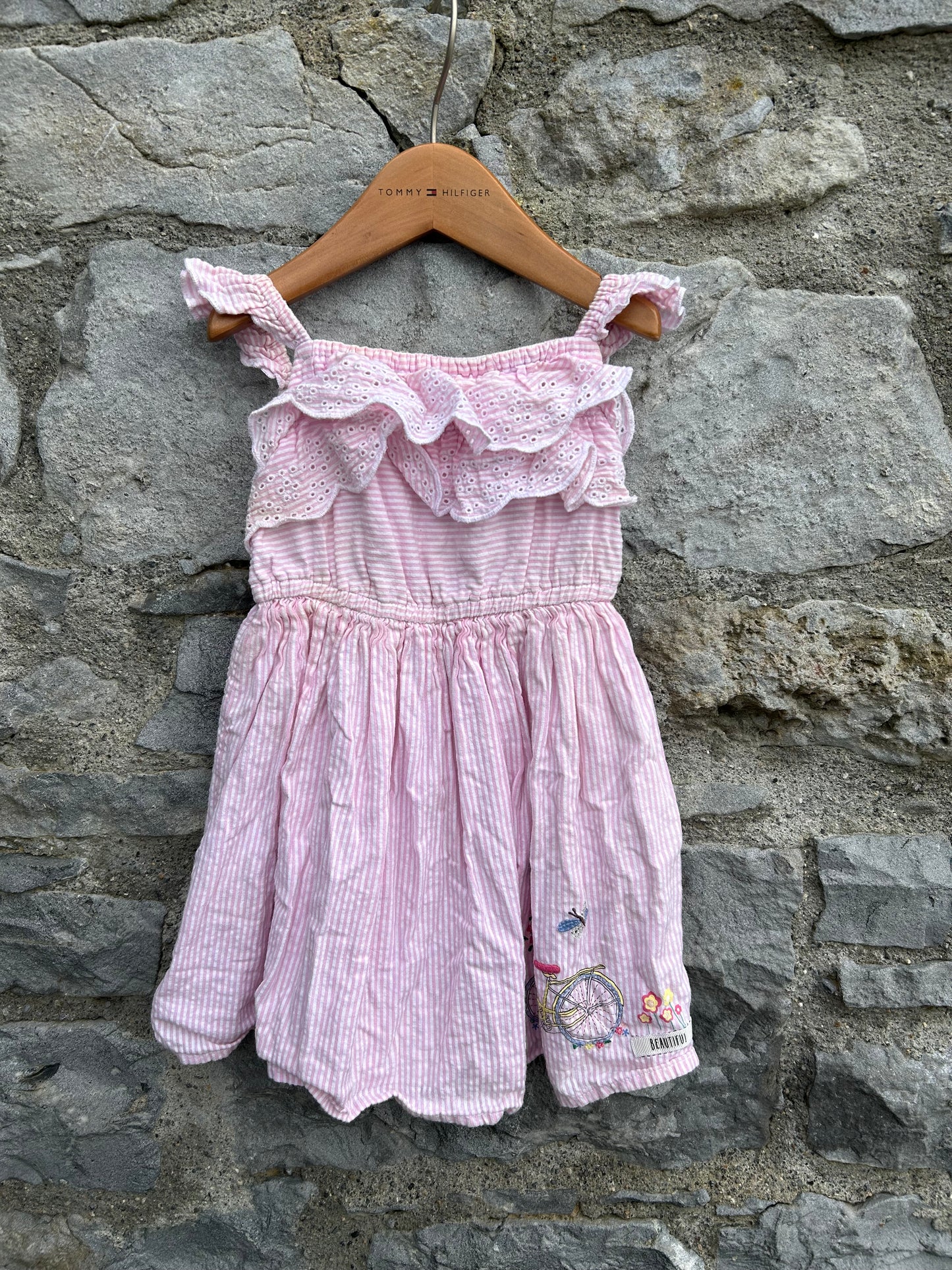 Pink stripy bicycle dress 18-24m (86-92cm)