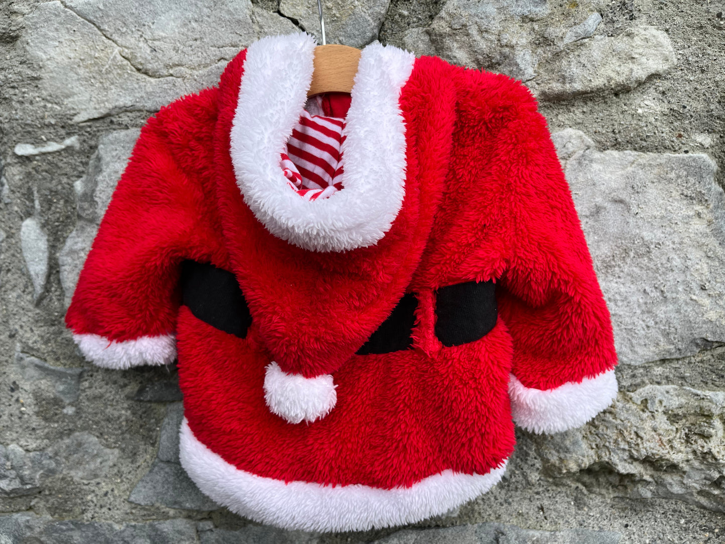 Santa furry hoodie 0-3m (56-62cm)