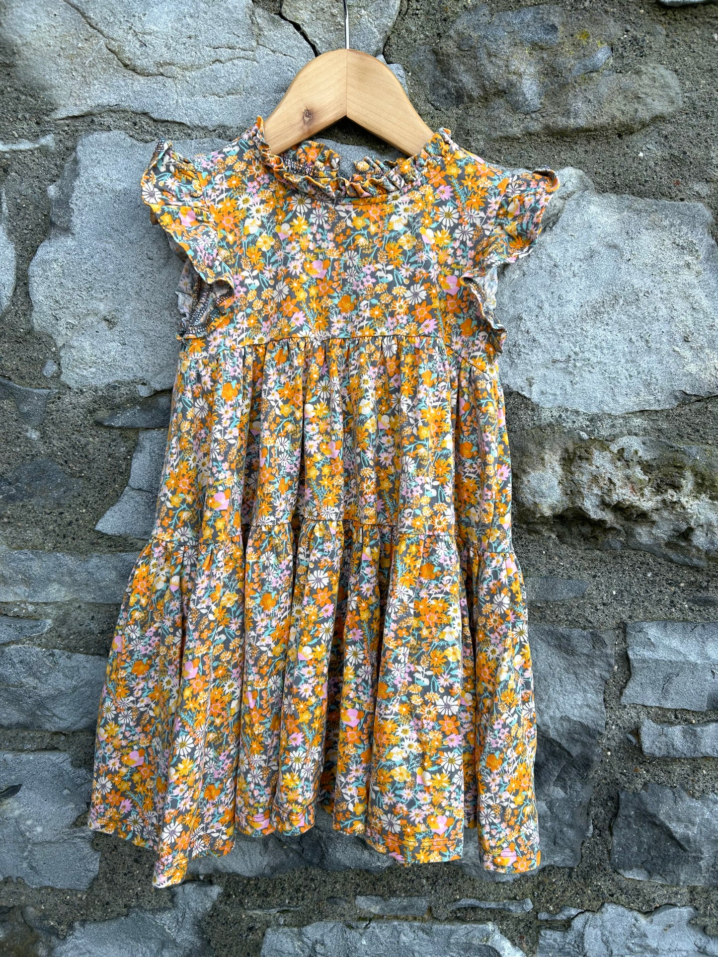 Orange flowers dress 2-3y (92-98cm)