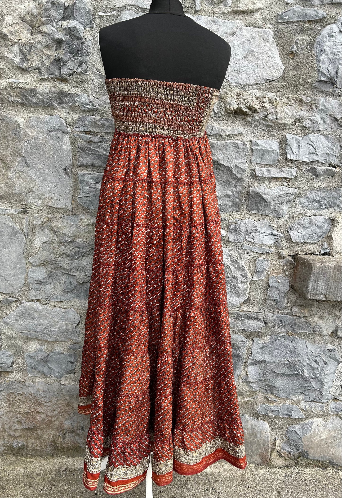 Brown tiered dress uk 6-8