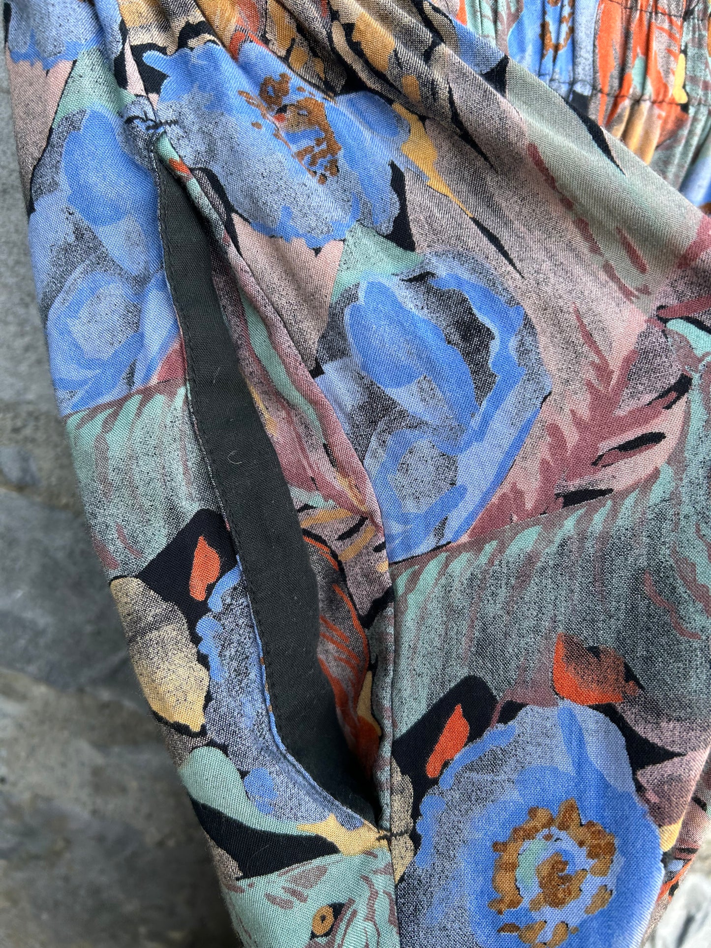 80s leaves Blue&brown pants uk 6-8