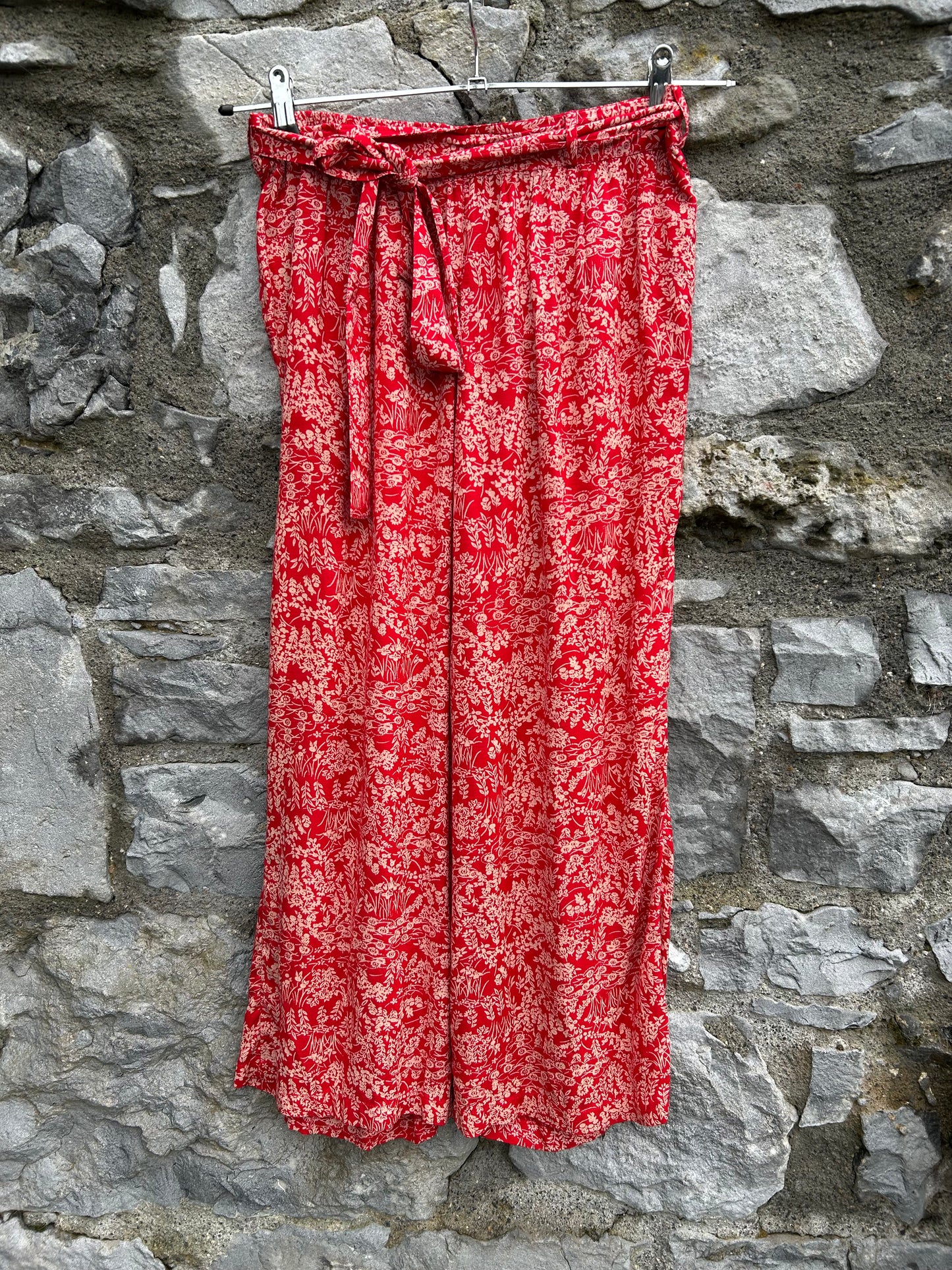 Red botanic print pants uk 10