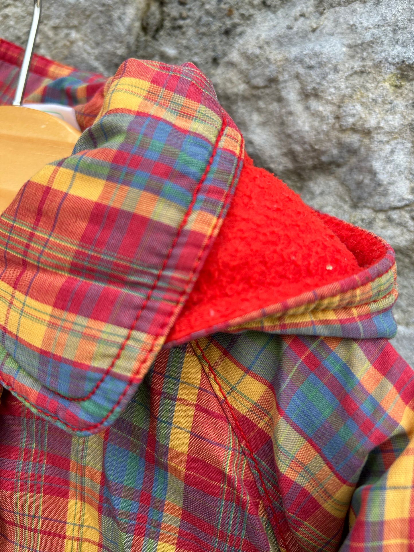 80s orange check winter jacket 12-18m (80-86cm)