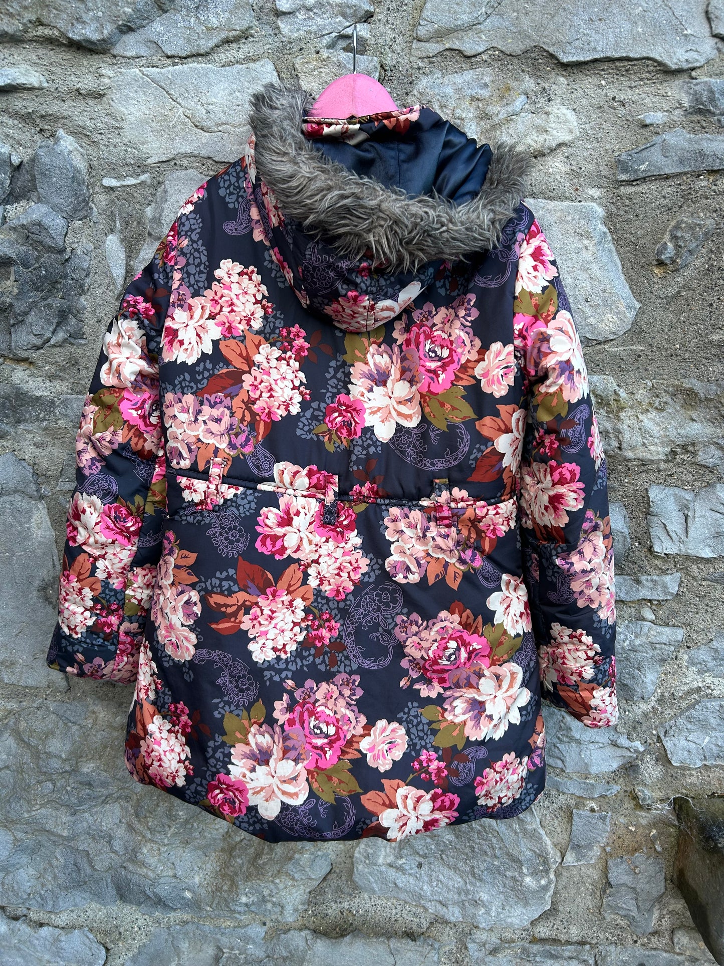 Flowers navy winter jacket 12-13y (152-158cm)