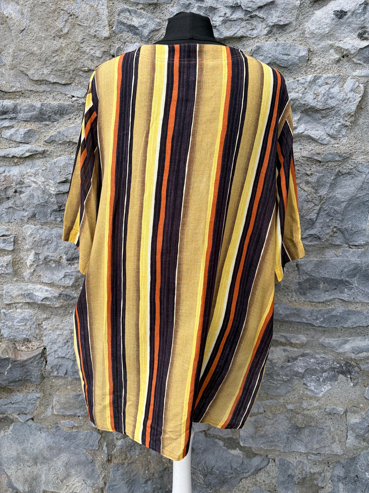 90s mustard stripy blouse uk 14-16