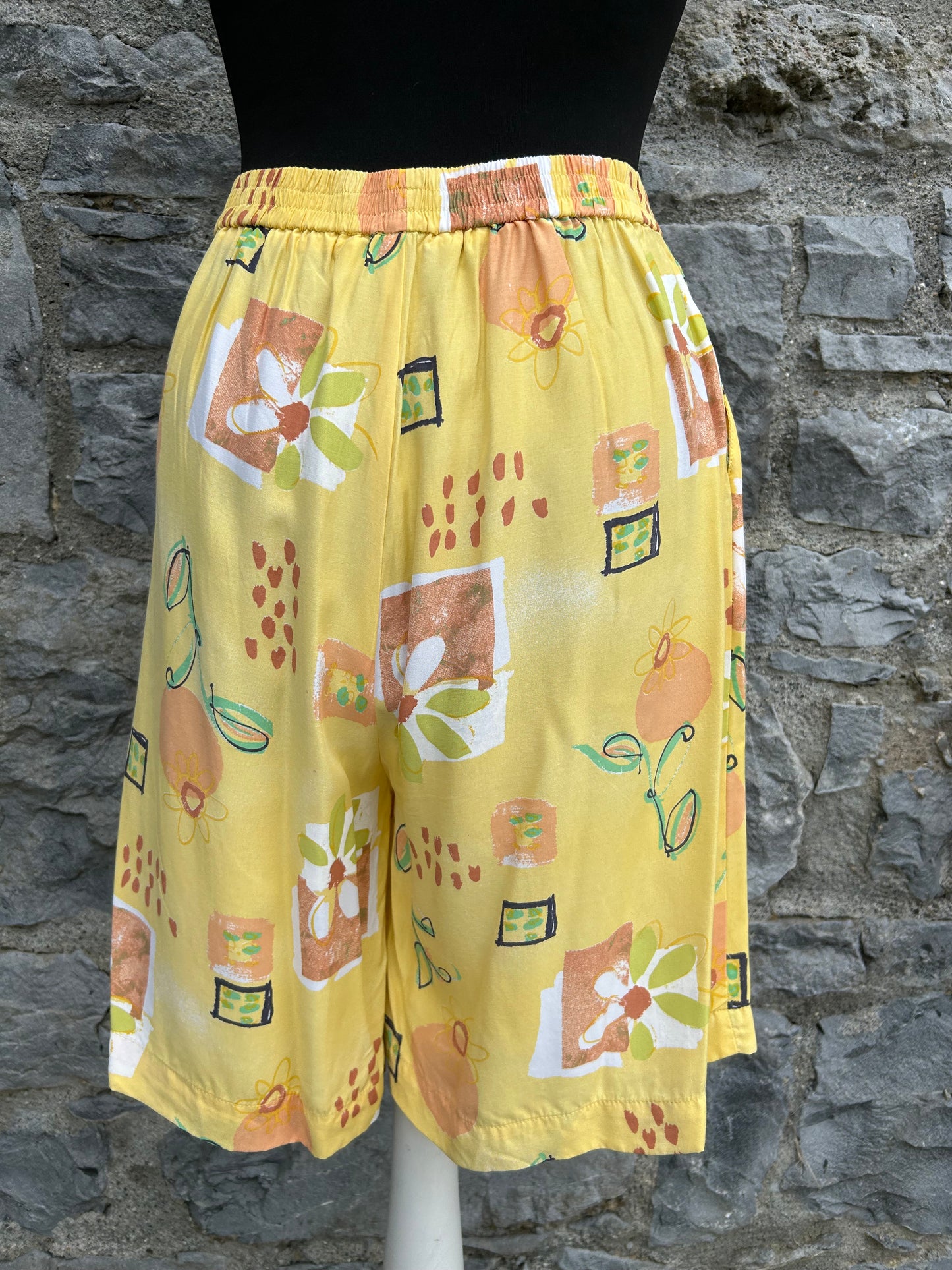 80s yellow abstract shorts uk 8-10