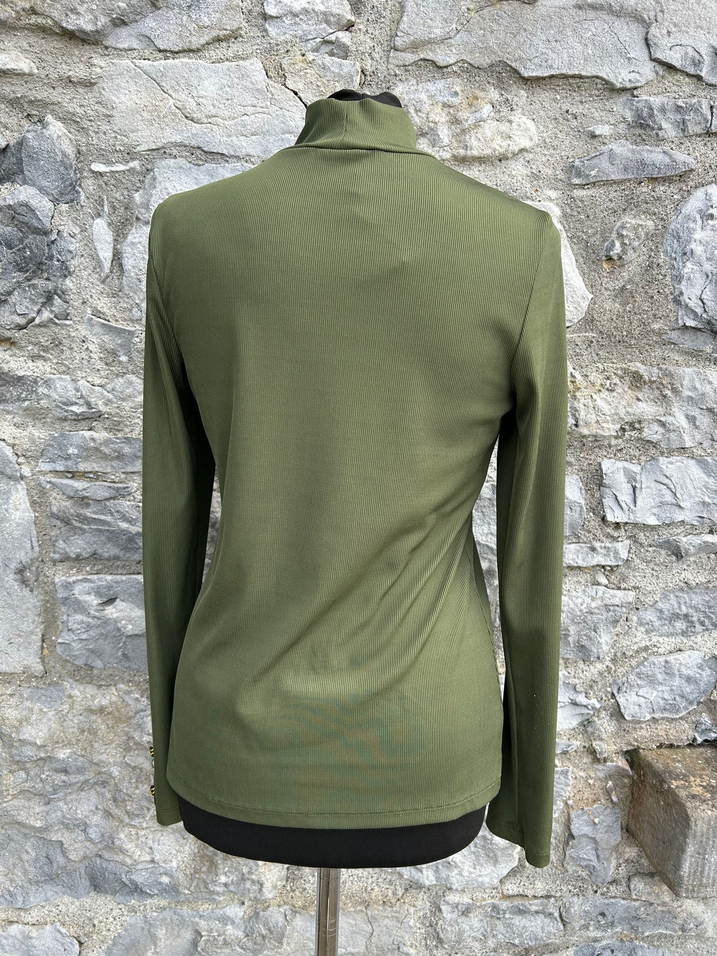 Green ribbed high neck top uk 10-12