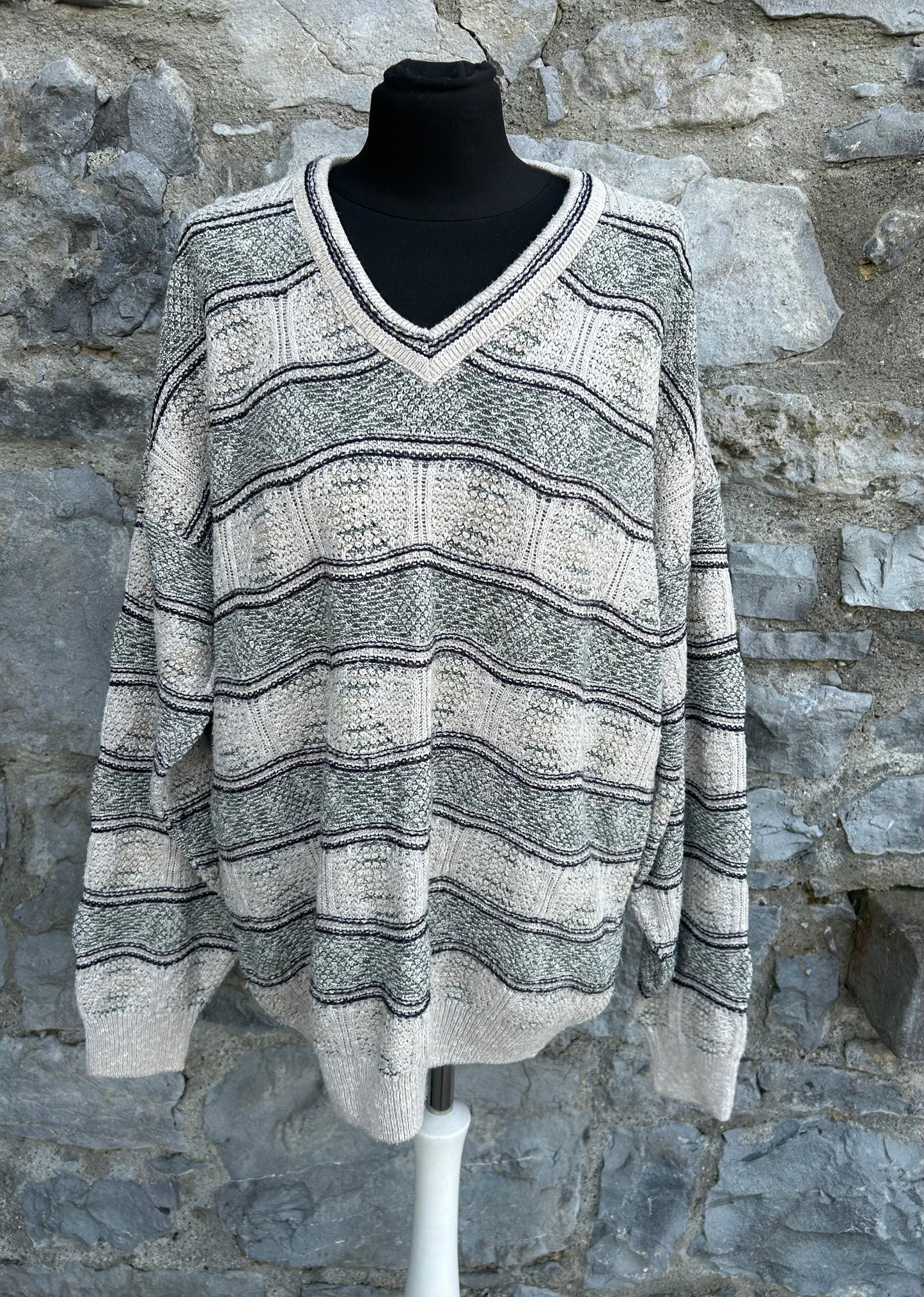 80s grey panel jumper L/XL