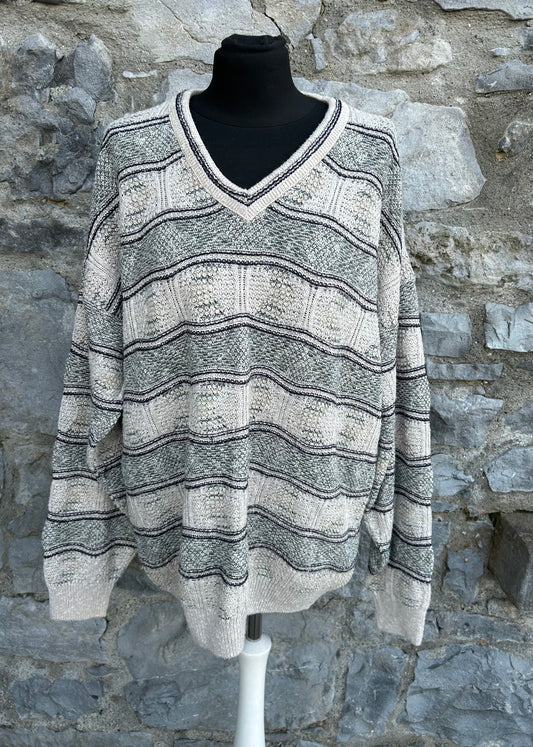 80s grey panel jumper  L/XL