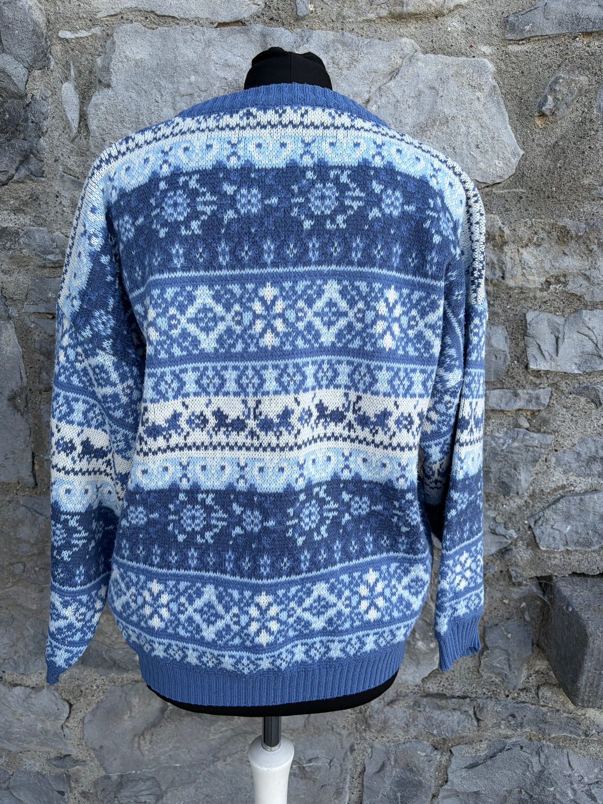 90s blue geometric panels jumper uk 12-14