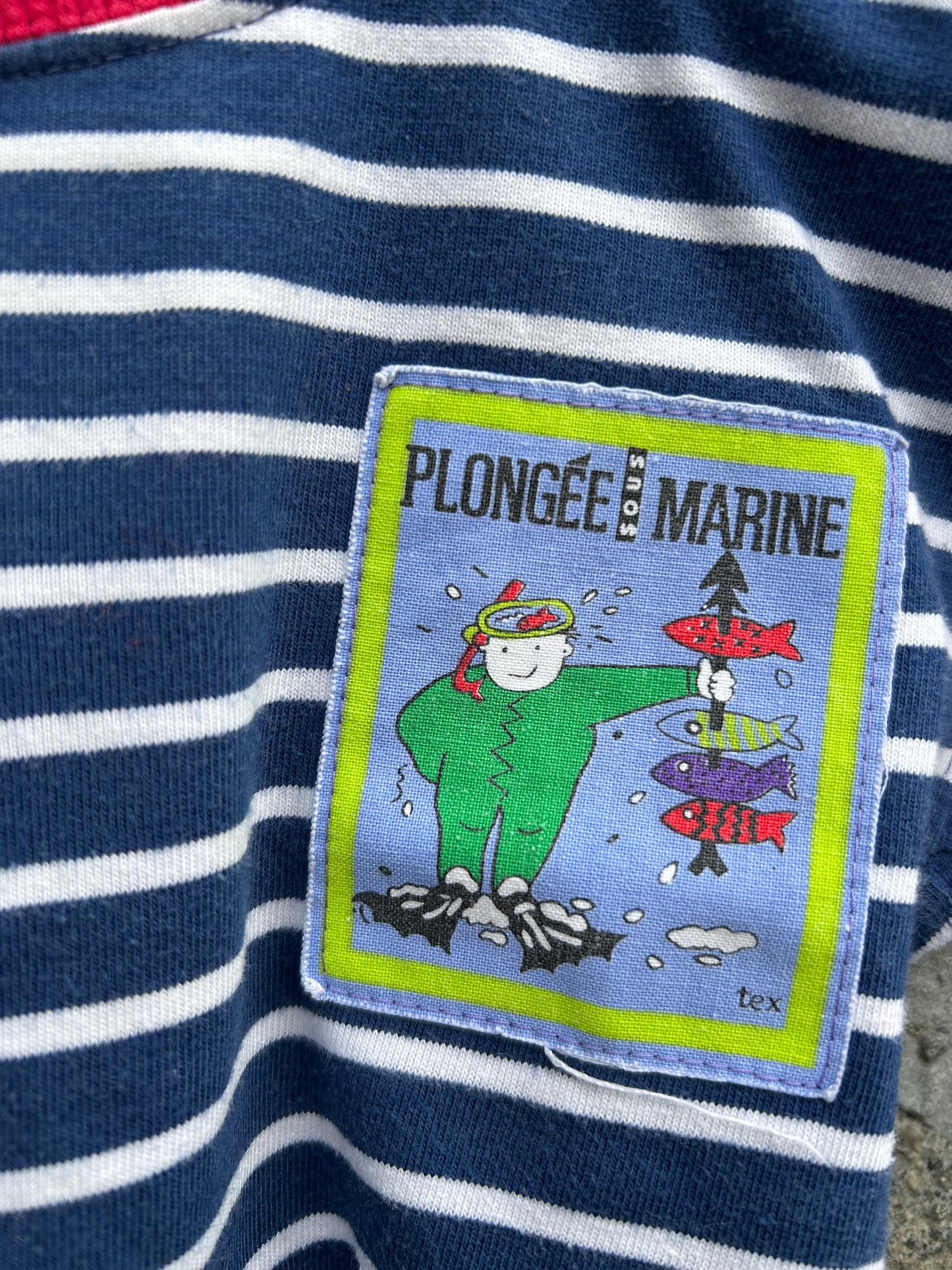 80s plongee marine stripy top 3-6m (62-68cm)