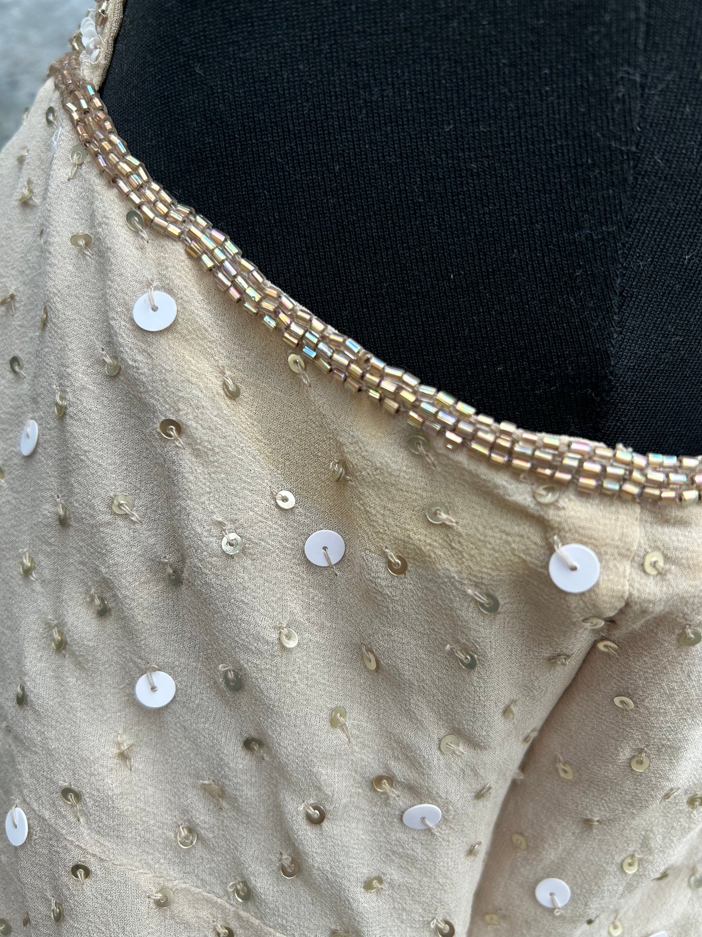 90s beige sequin top uk 12