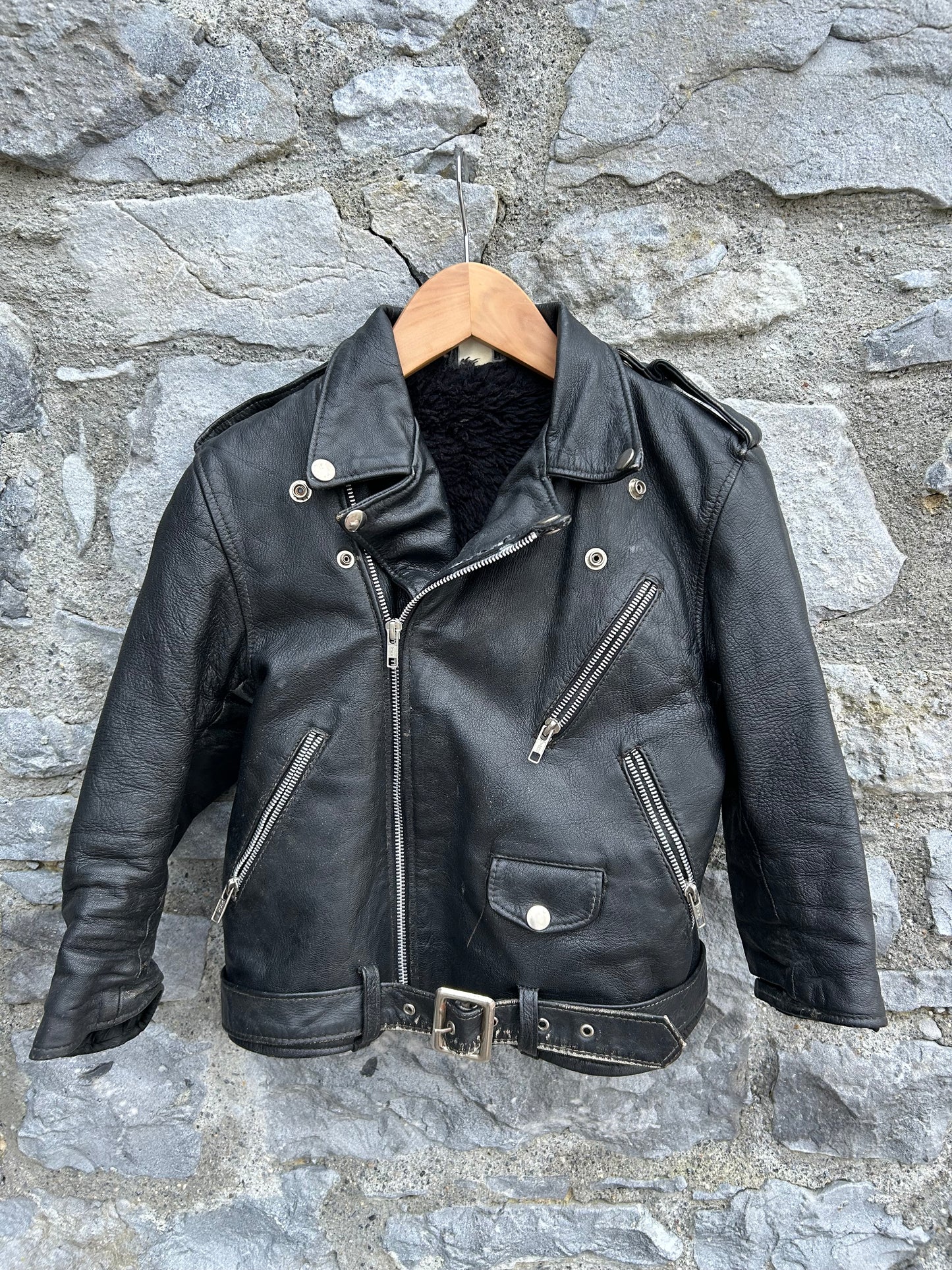 90s leather biker jacket 4-5y (104-110cm)